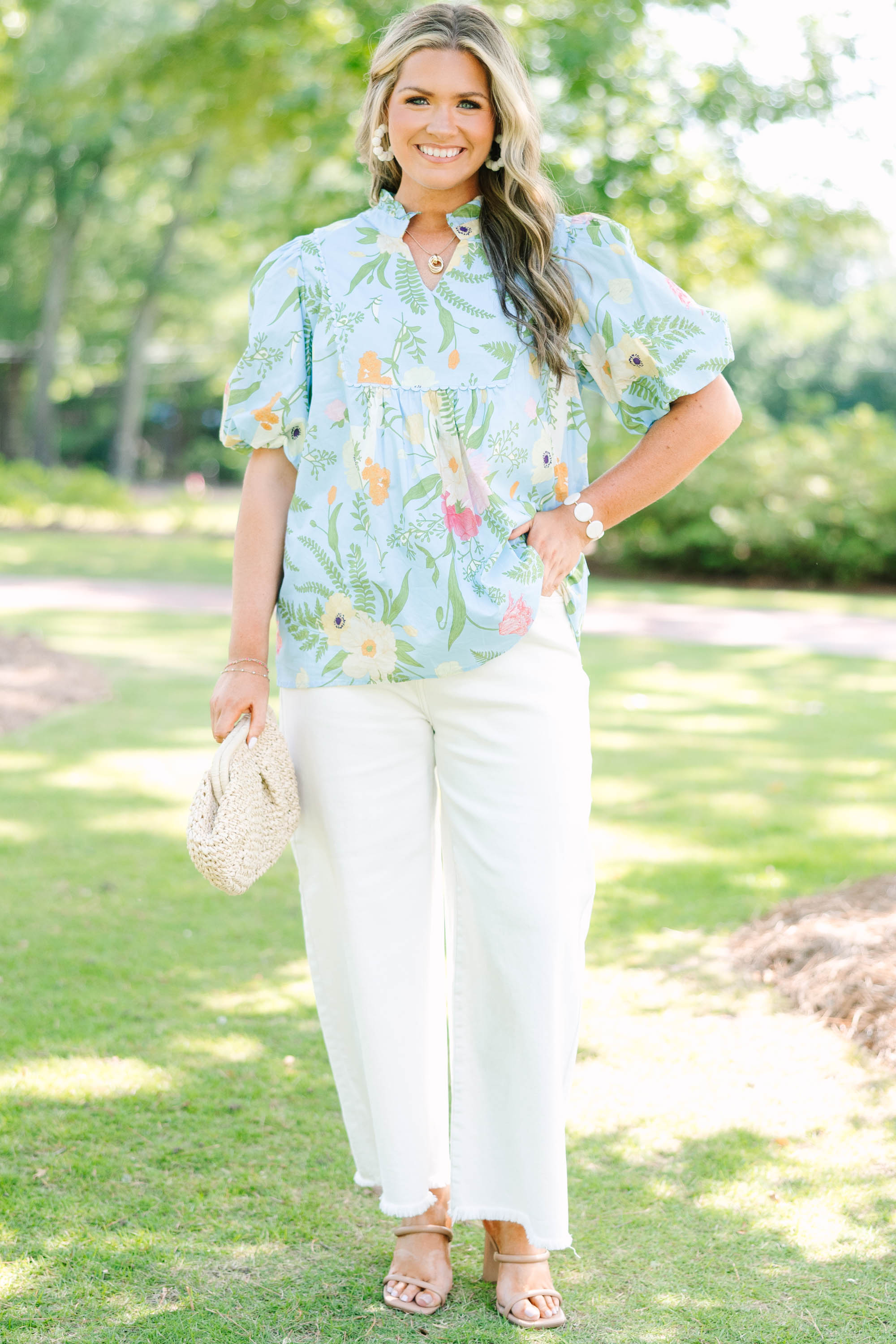 Give Grace Top, Light Blue