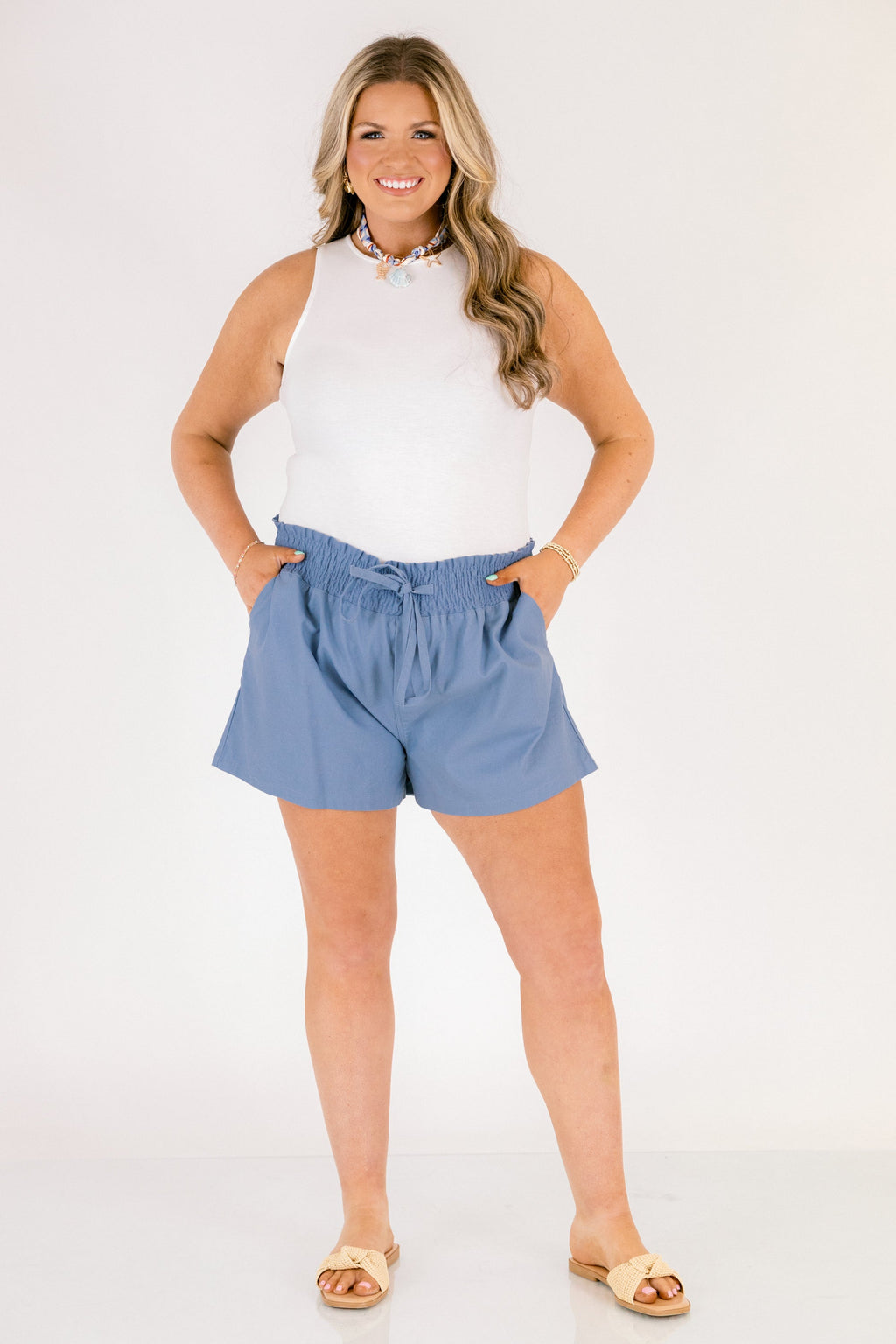 Give You Attitude Shorts, Cornflower Blue