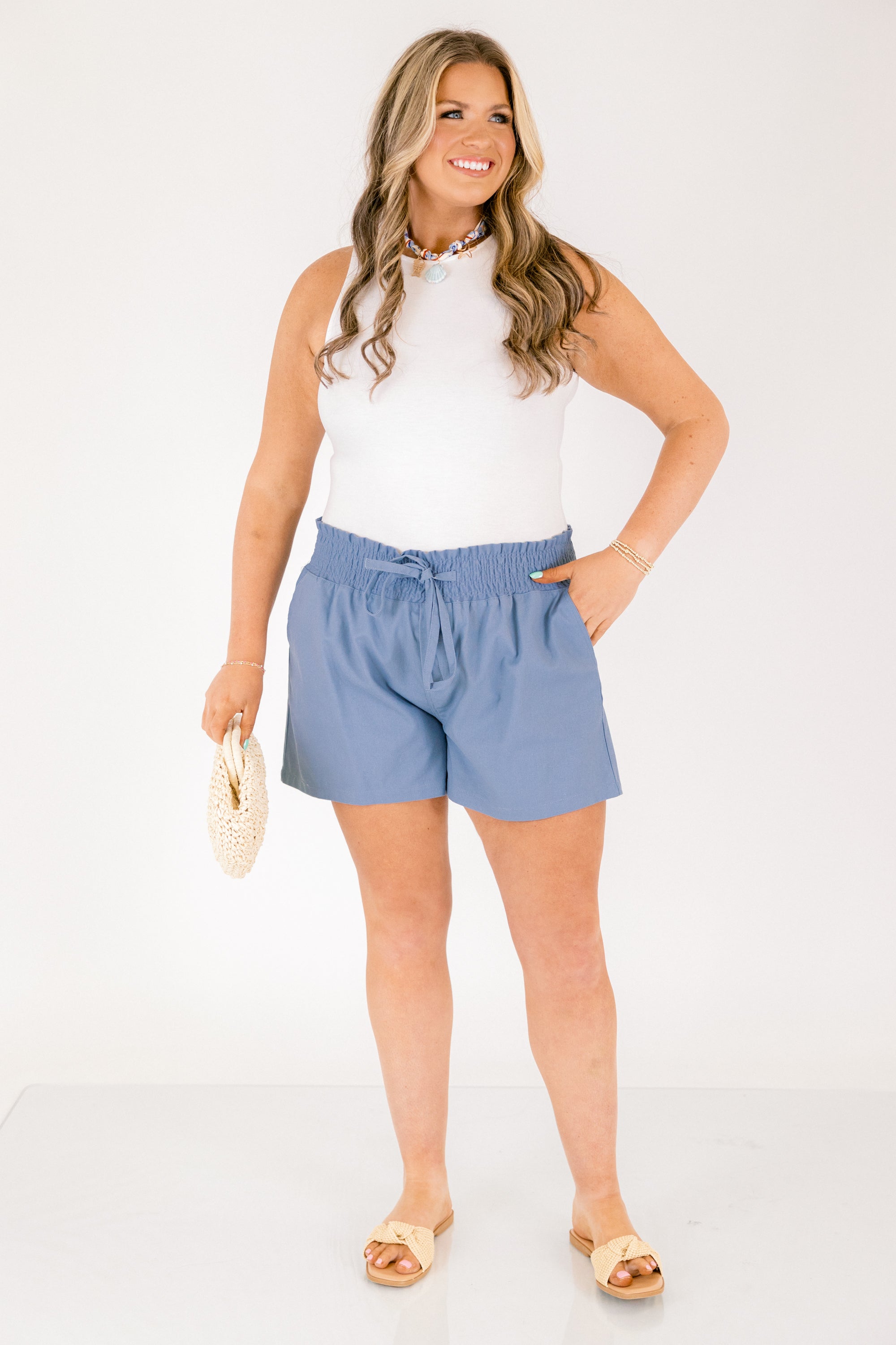 Give You Attitude Shorts, Cornflower Blue
