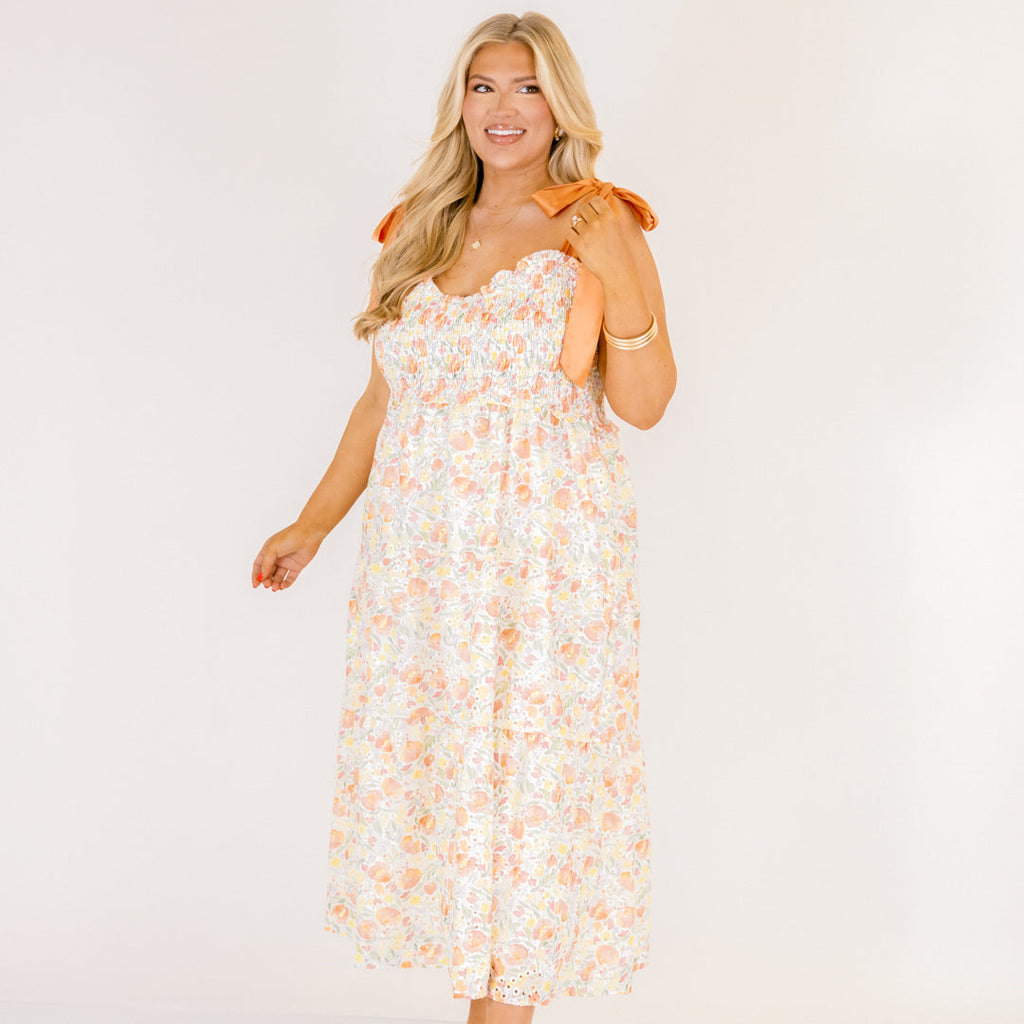 Glowing Rays Dress, Creamsicle