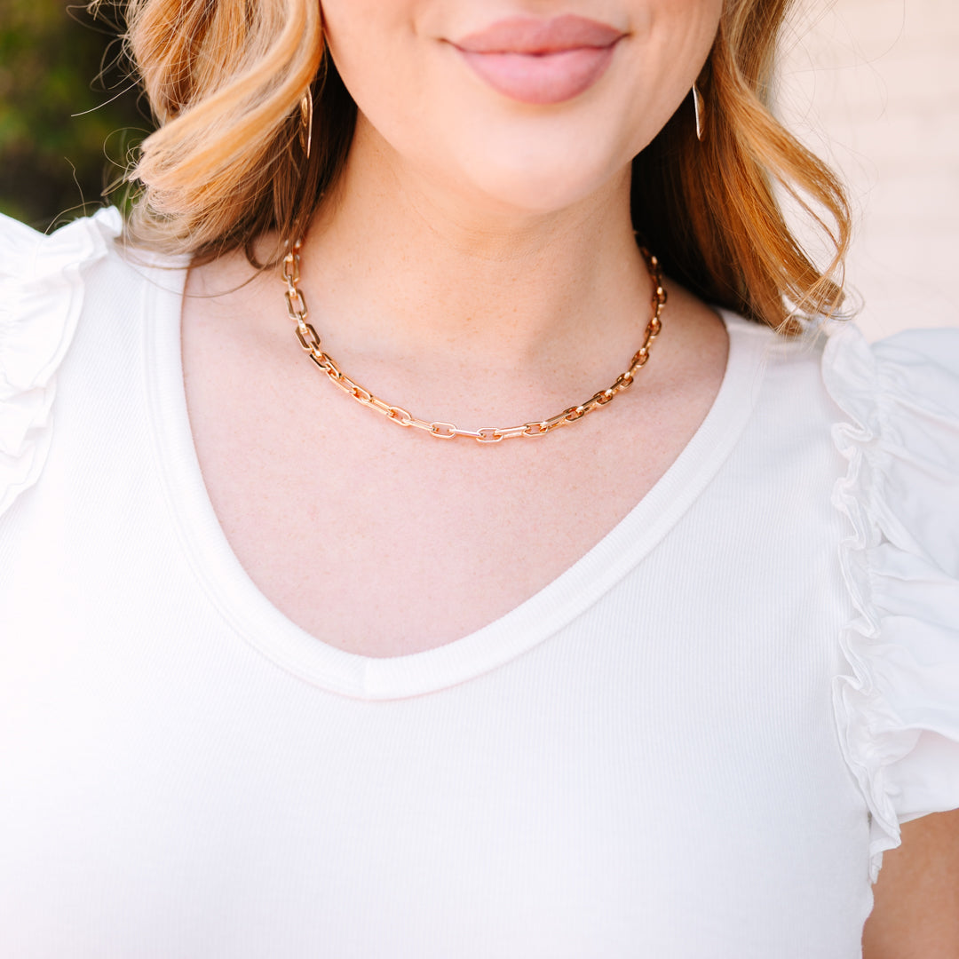 Golden Days Link Necklace, Gold