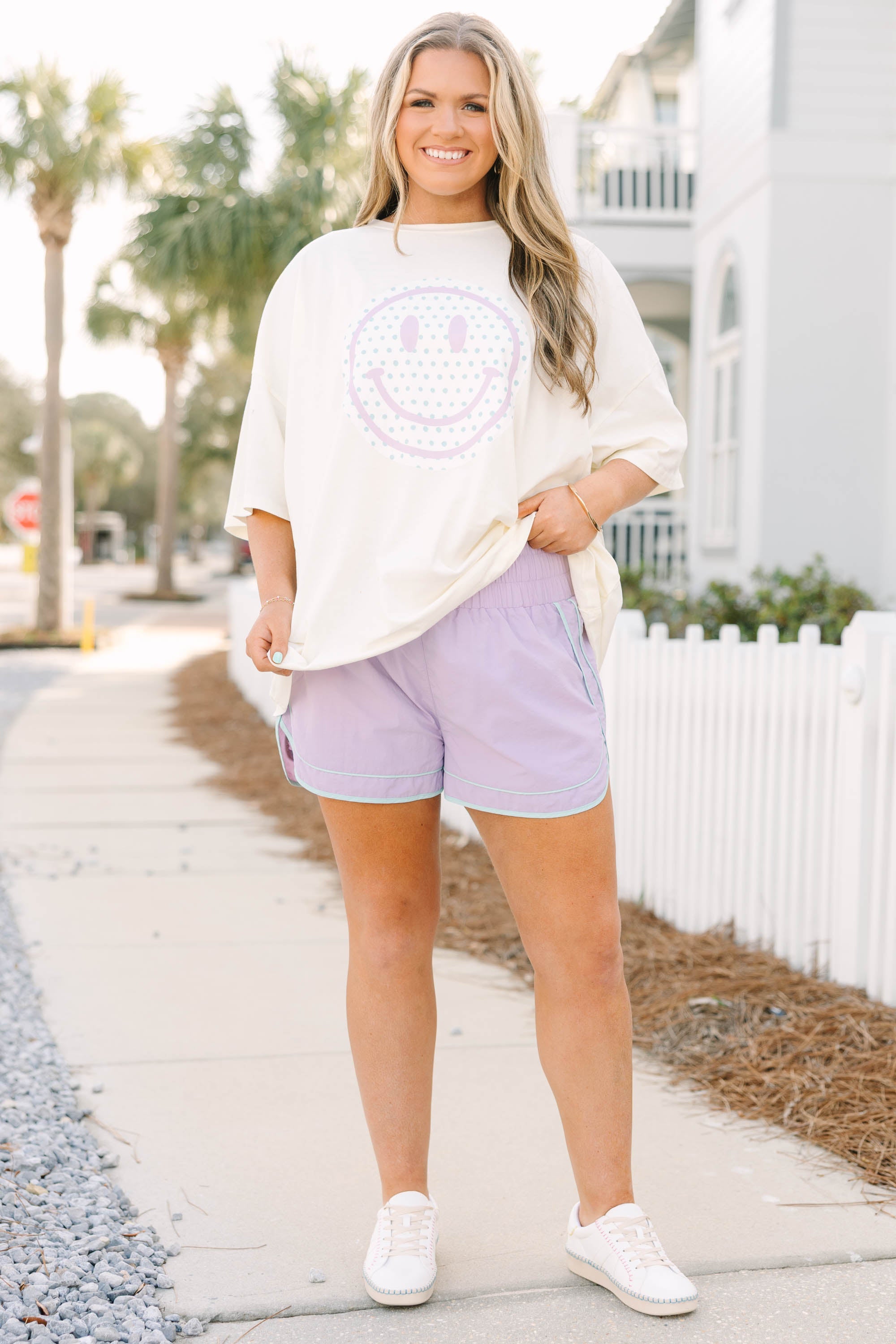 Thrown In The Mix Shorts, Lavender/Aqua
