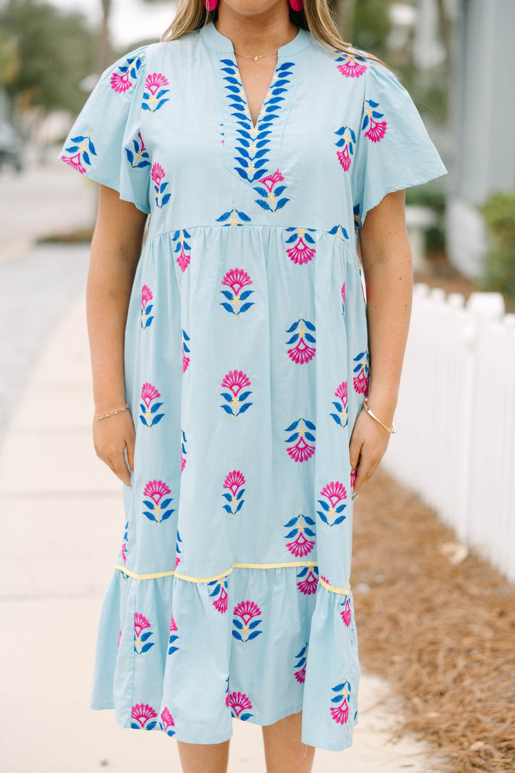 Graceful Blooms Dress, Light Blue