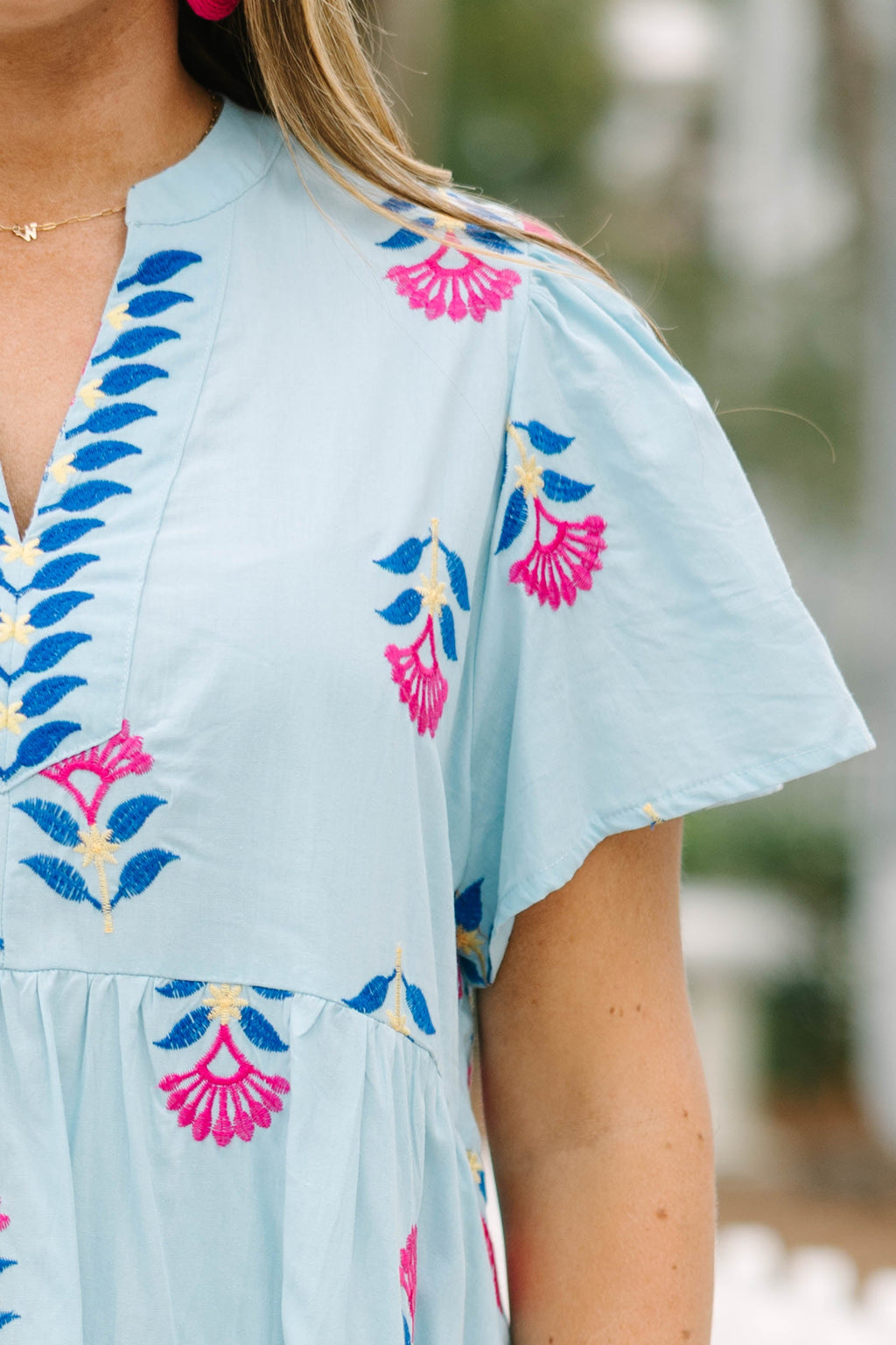 Graceful Blooms Dress, Light Blue