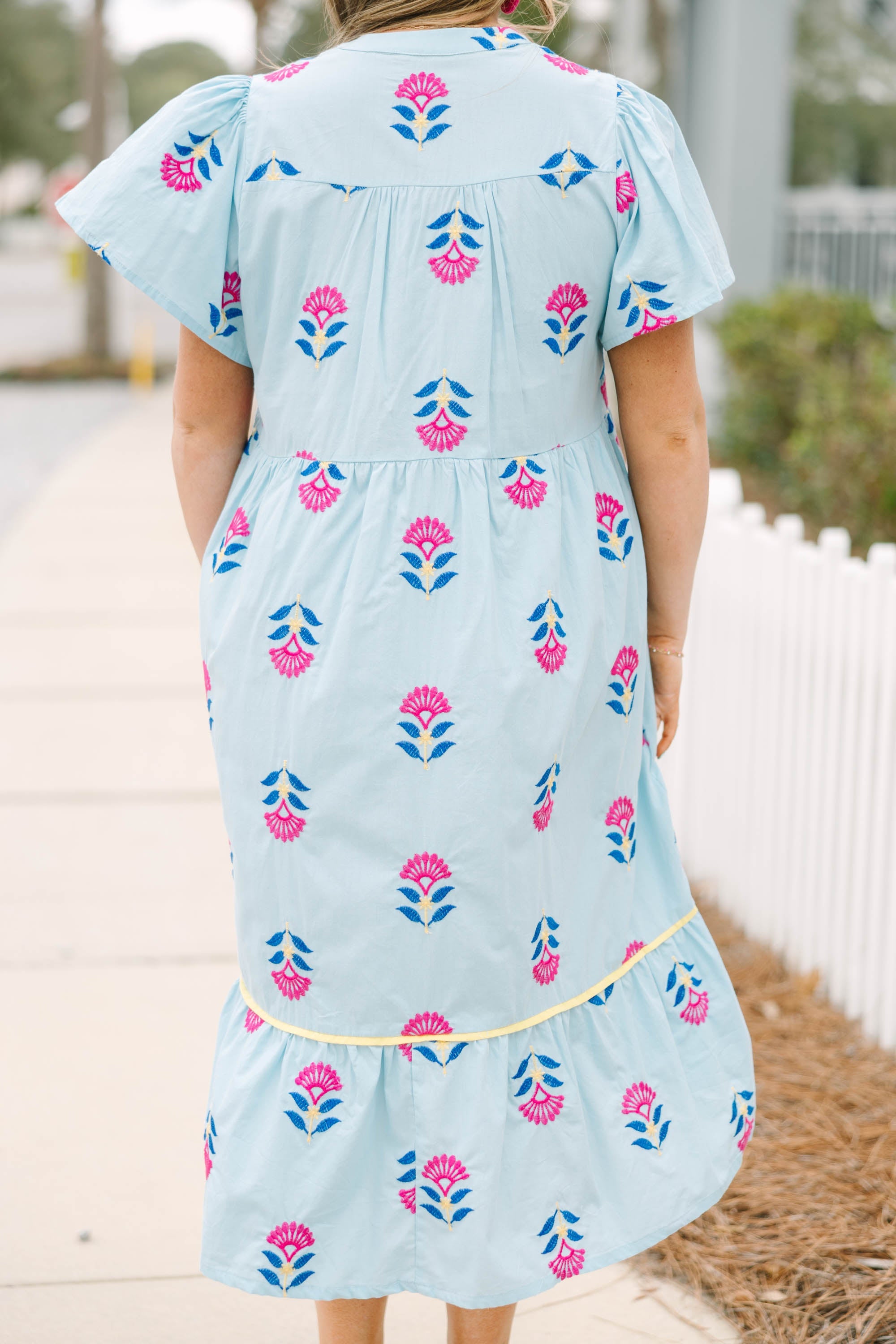 Graceful Blooms Dress, Light Blue