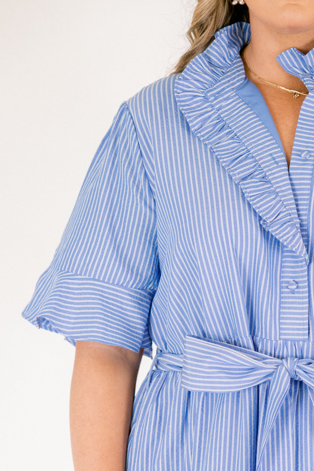 Half Truths Dress, Blue Stripe