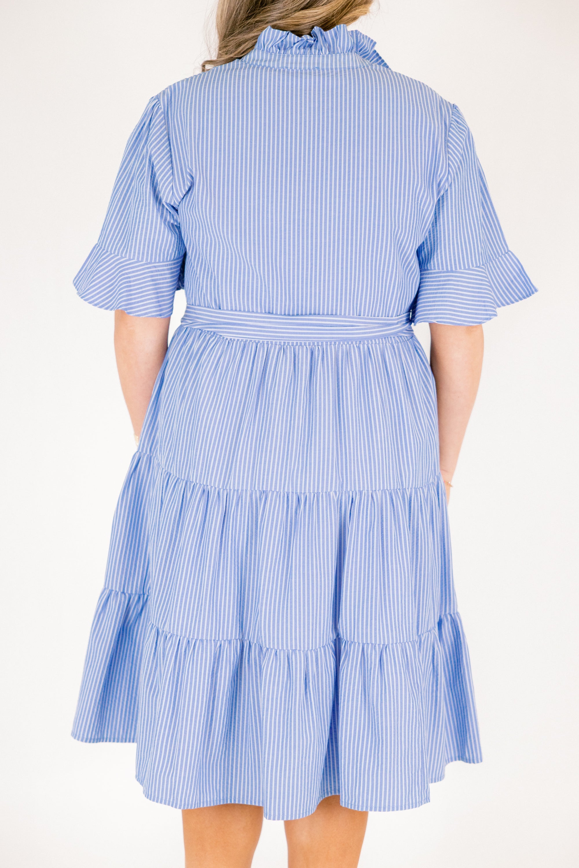 Half Truths Dress, Blue Stripe