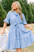 Half Truths Dress, Blue Stripe