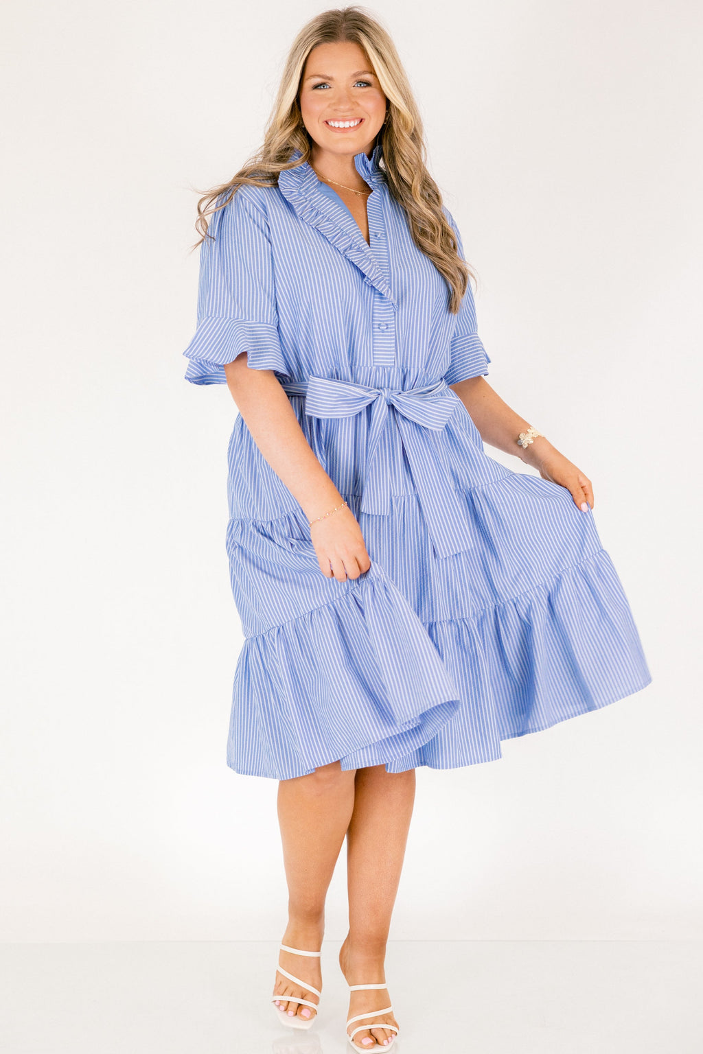 Half Truths Dress, Blue Stripe