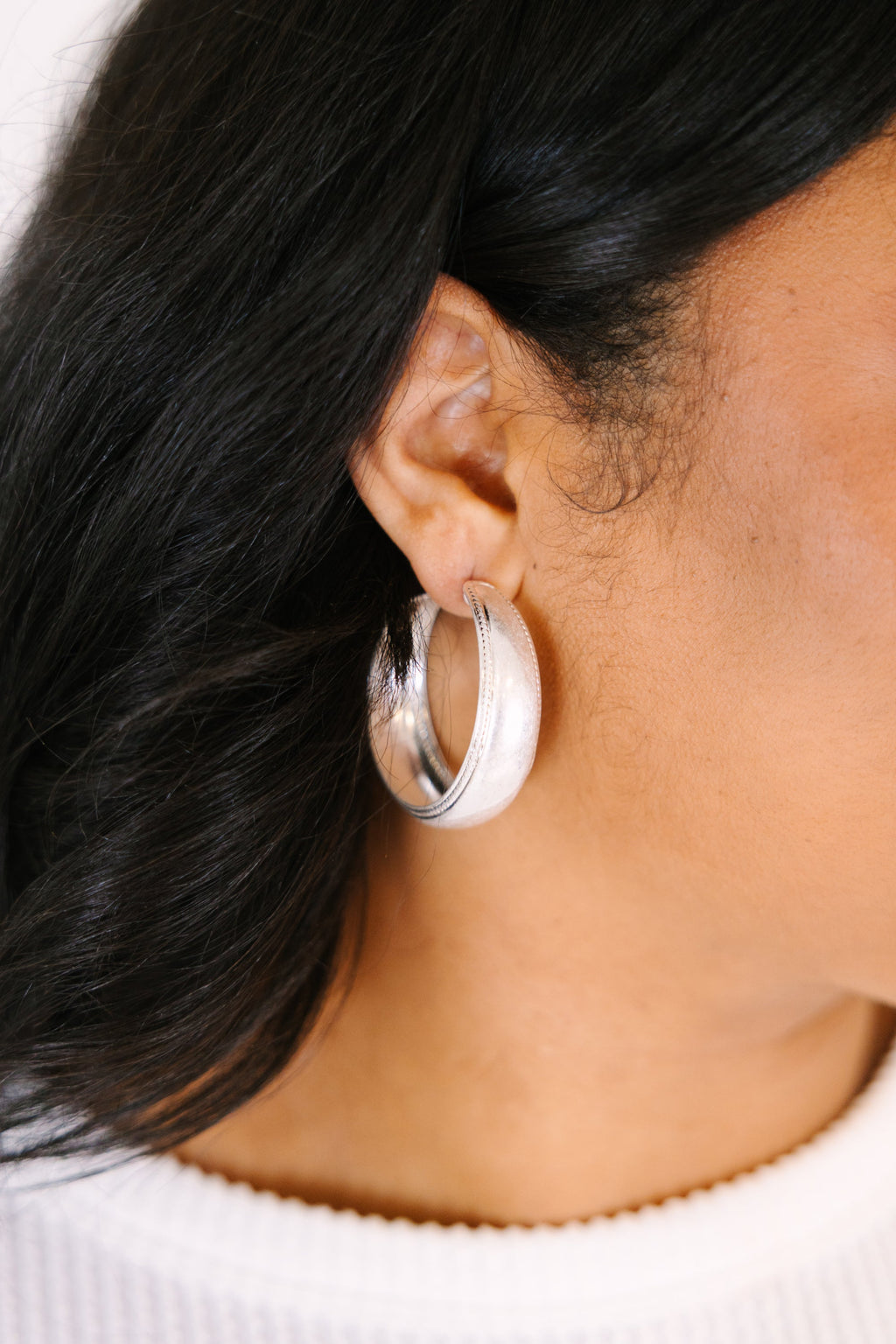 Halo Mist Hoops, Silver