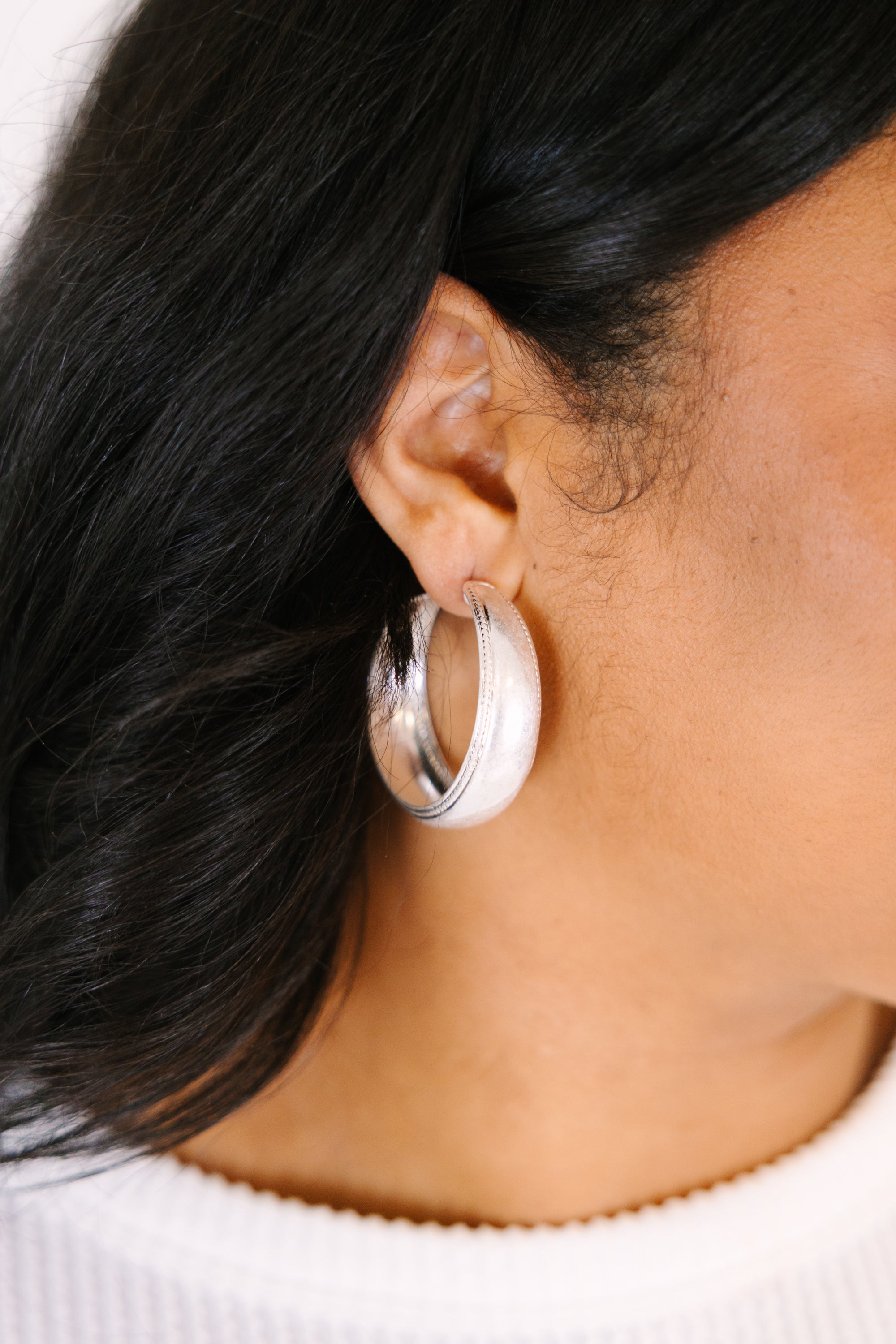 Halo Mist Hoops, Silver