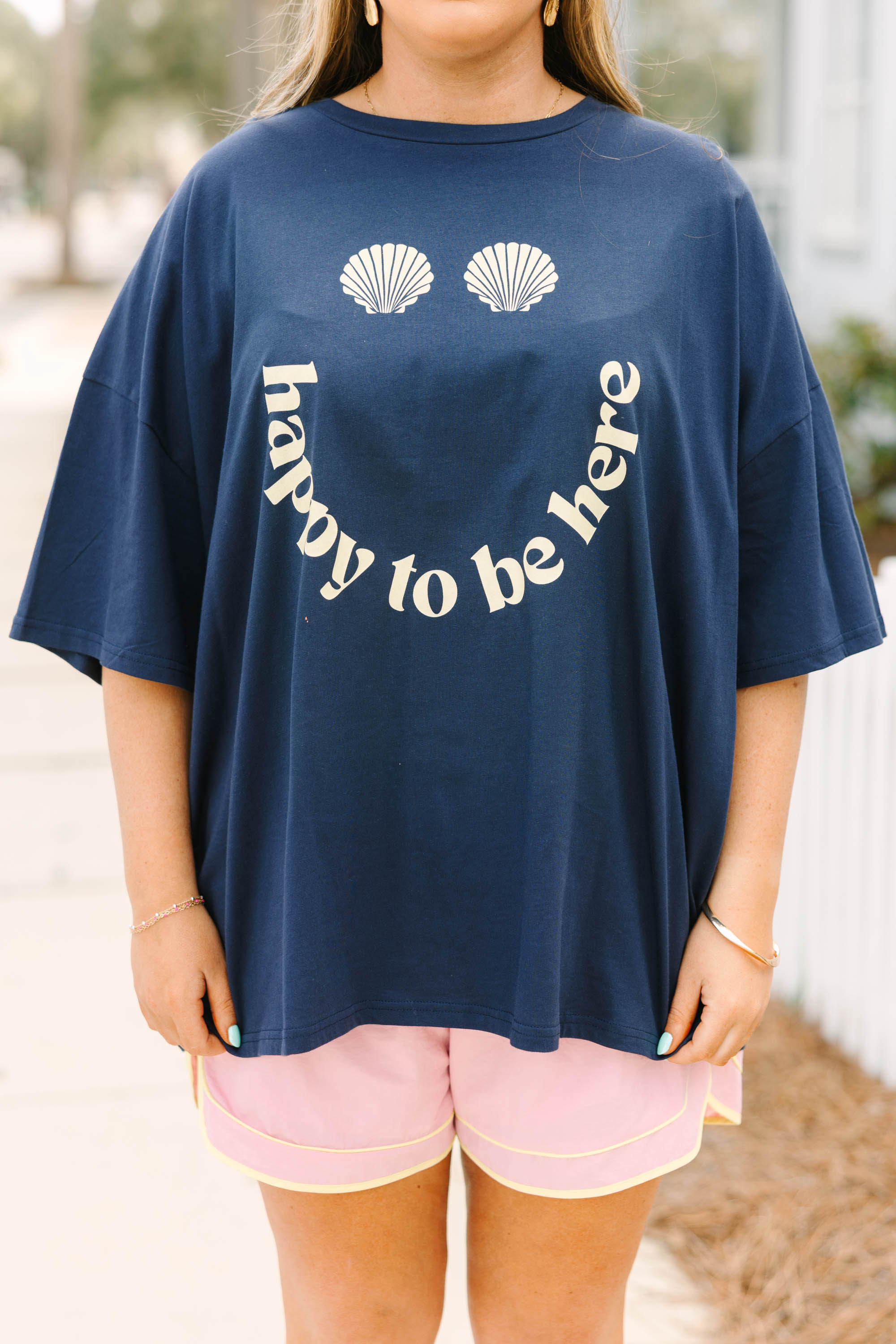 Happy As Ever Boyfriend Tee, Midnight Navy