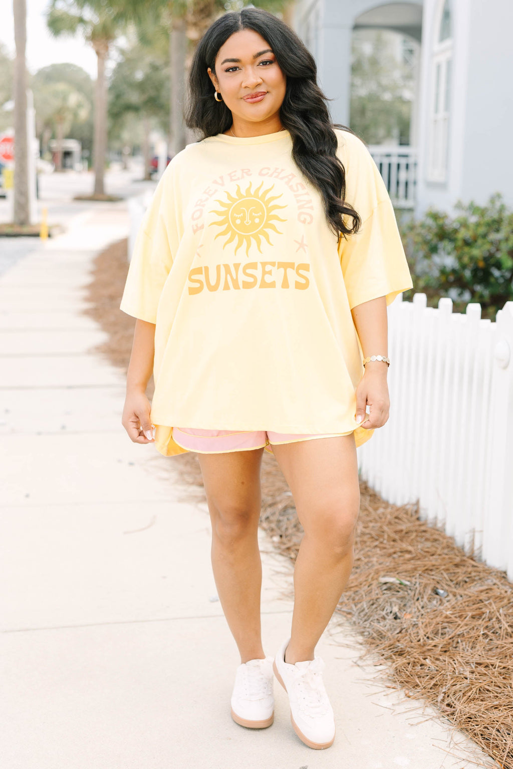 Here for the Sunset Boyfriend Tee, Butter Yellow