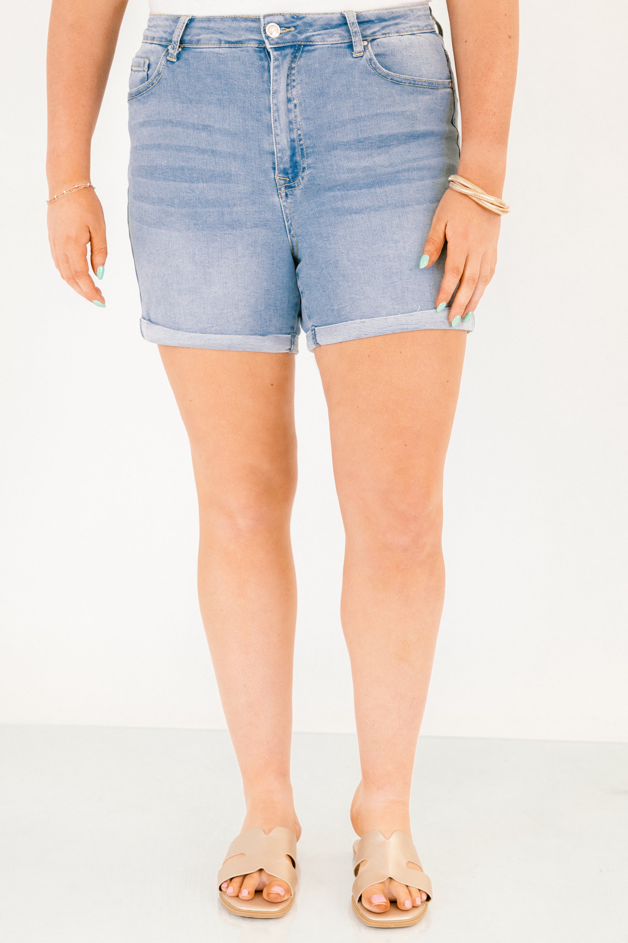 Highlight Of My Day Shorts, Light Wash