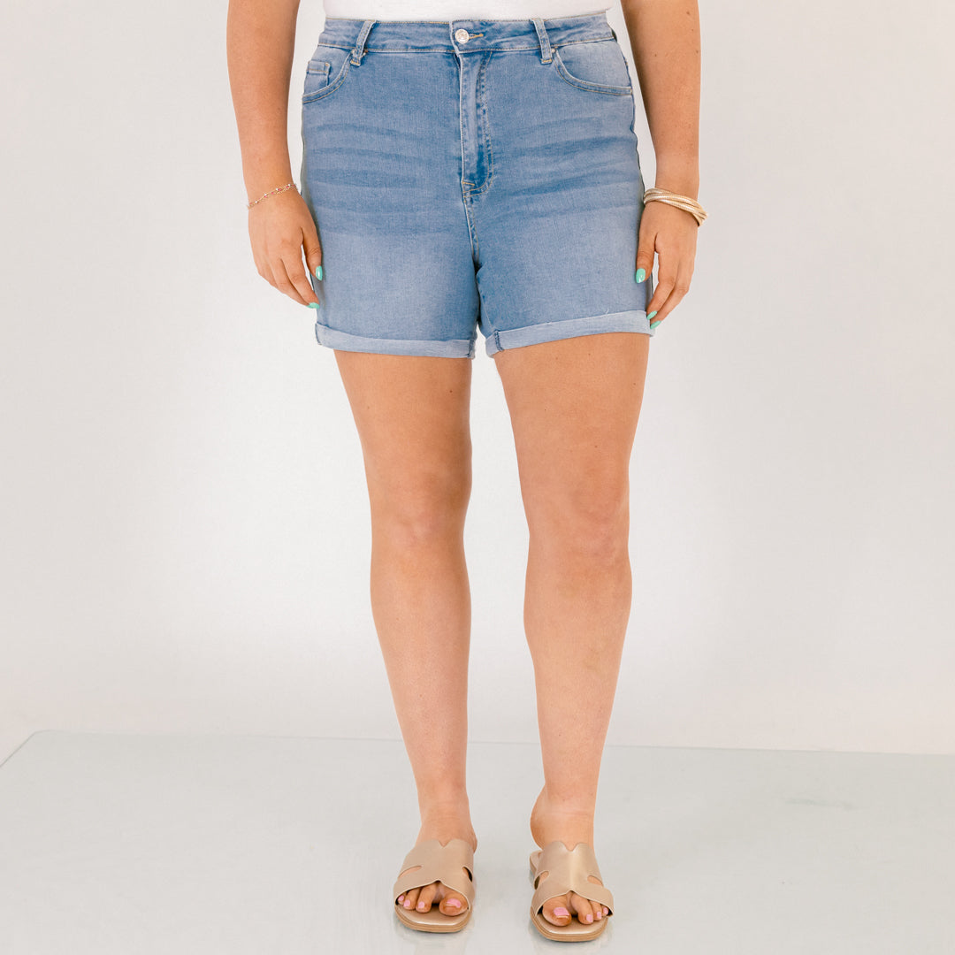 Highlight Of My Day Shorts, Light Wash