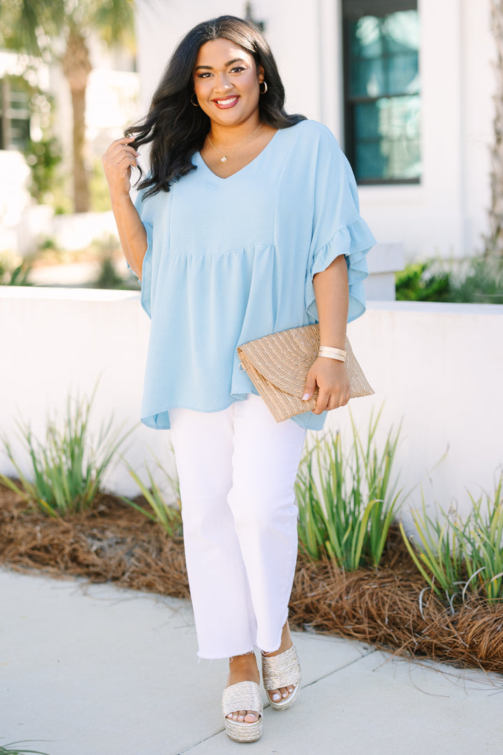 Holding Steady Top, Light Blue