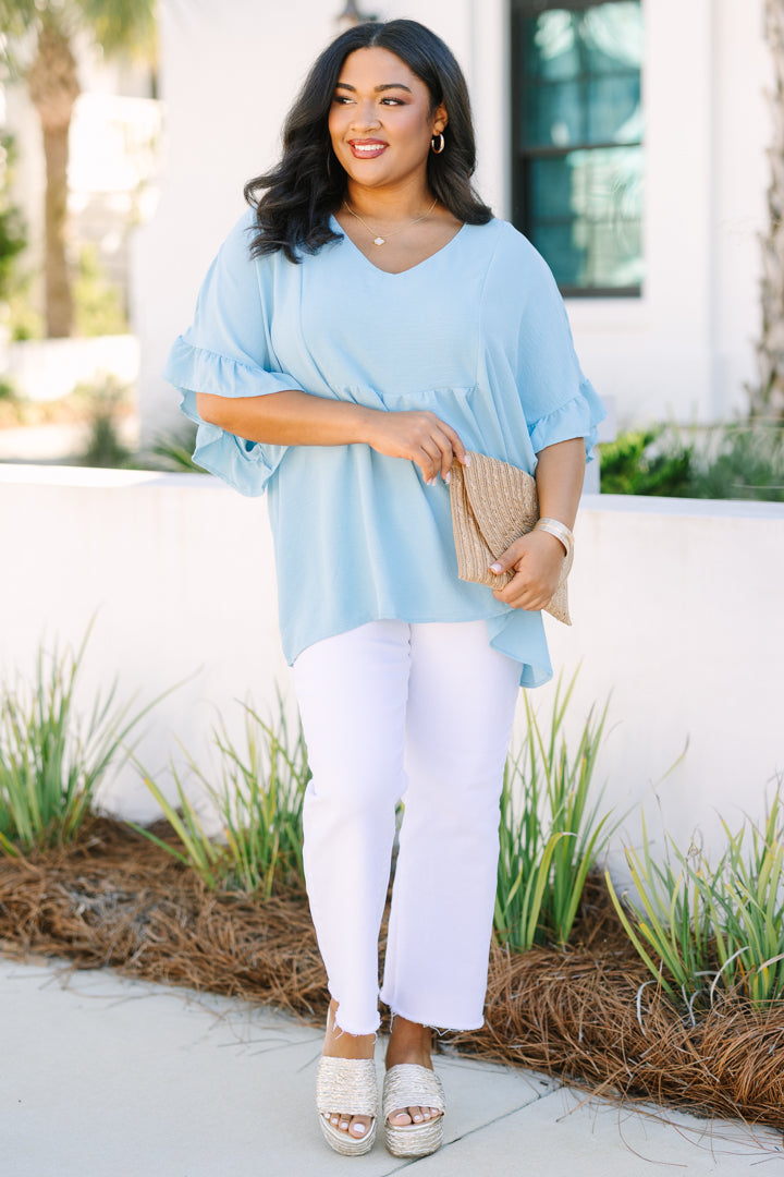 Holding Steady Top, Light Blue