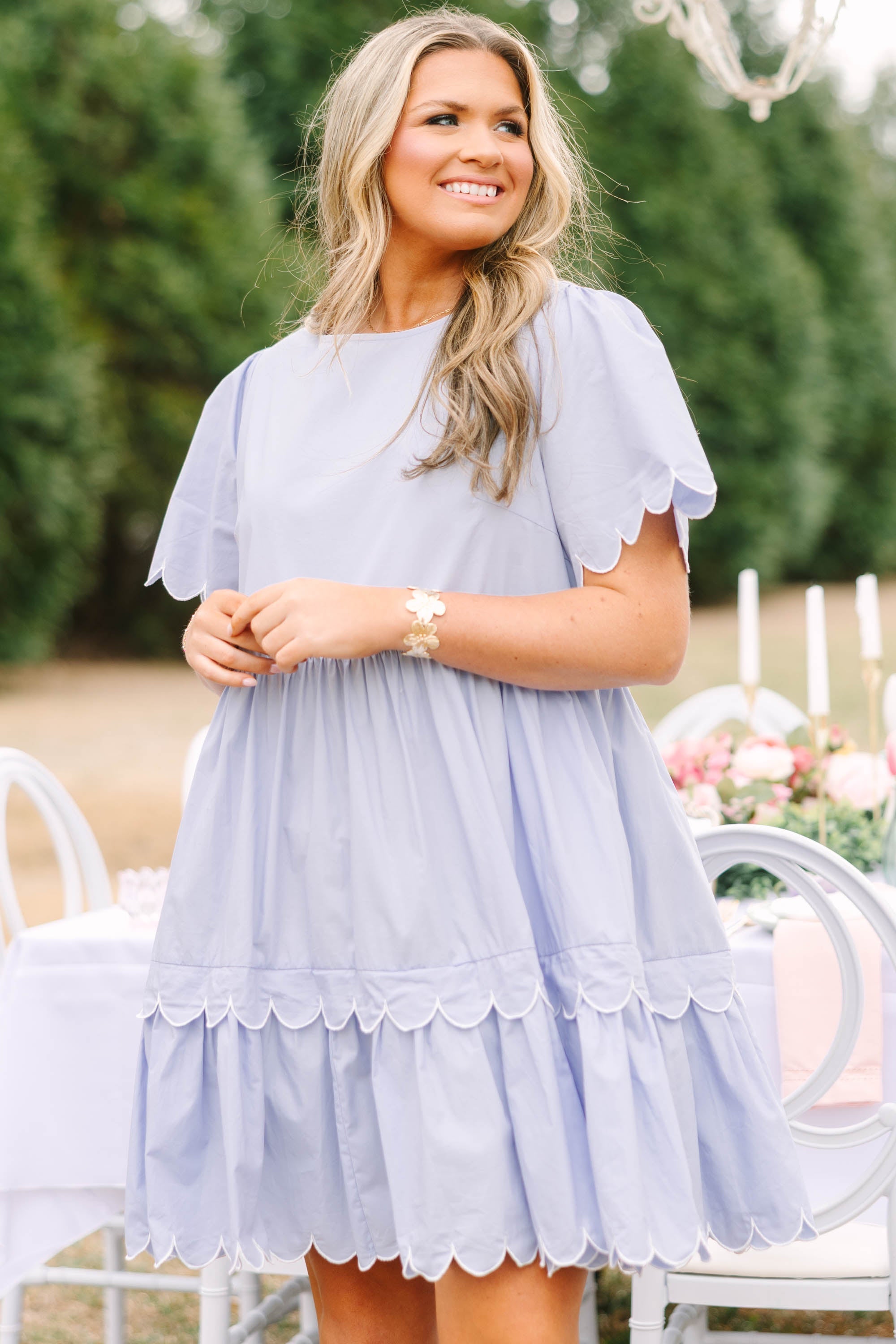 Hummingbird's Haven Dress, Baby Blue
