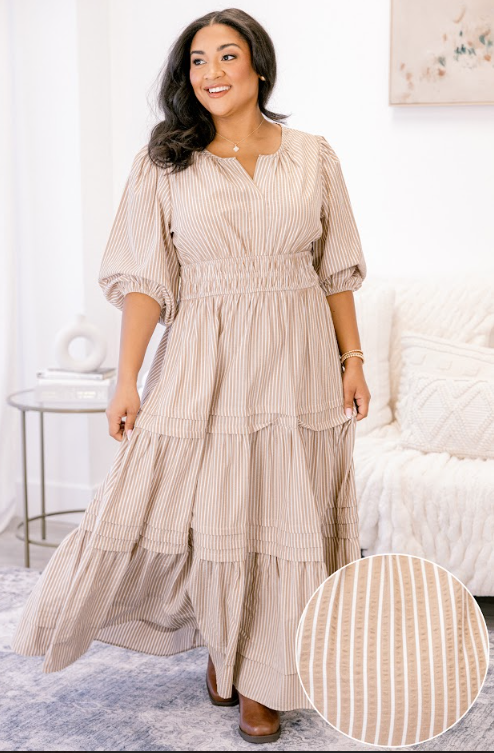The Clear Choice Dress, Brown Stripe