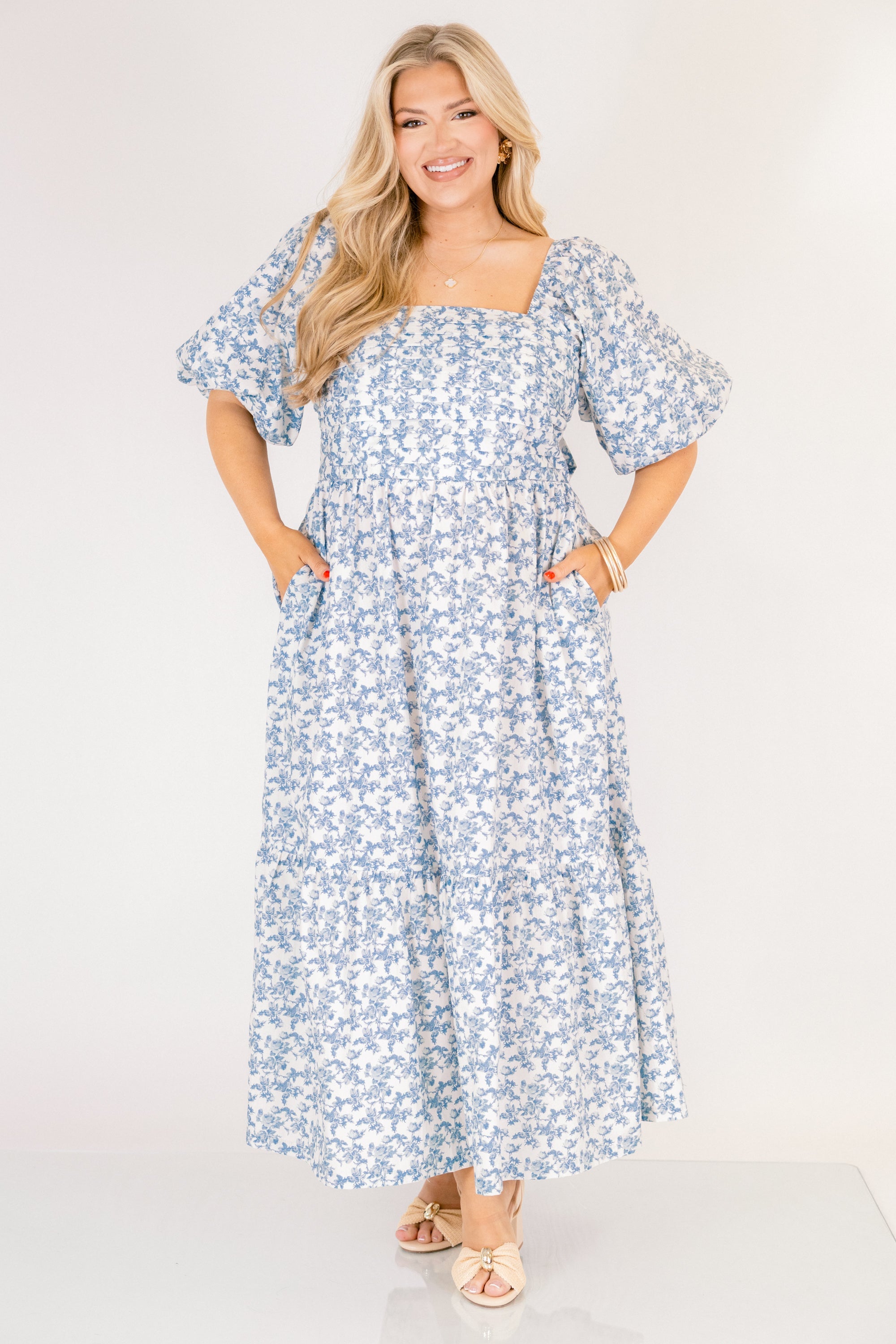 In The Quiet Shade Midi Dress, Blue