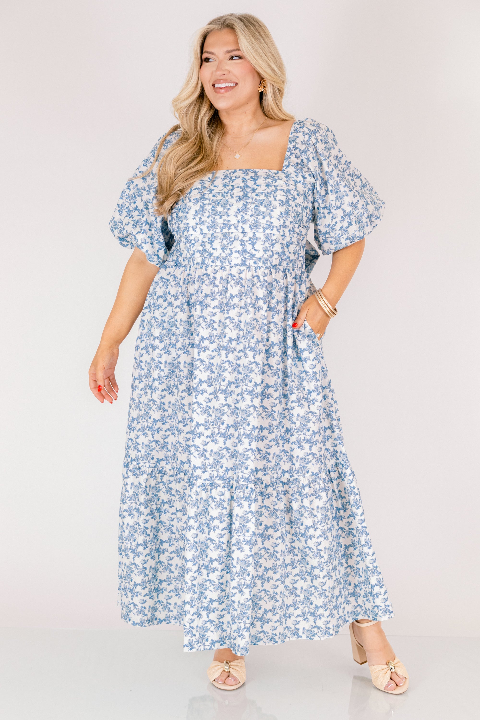 In The Quiet Shade Midi Dress, Blue
