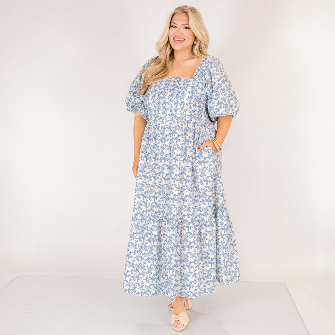 In The Quiet Shade Midi Dress, Blue