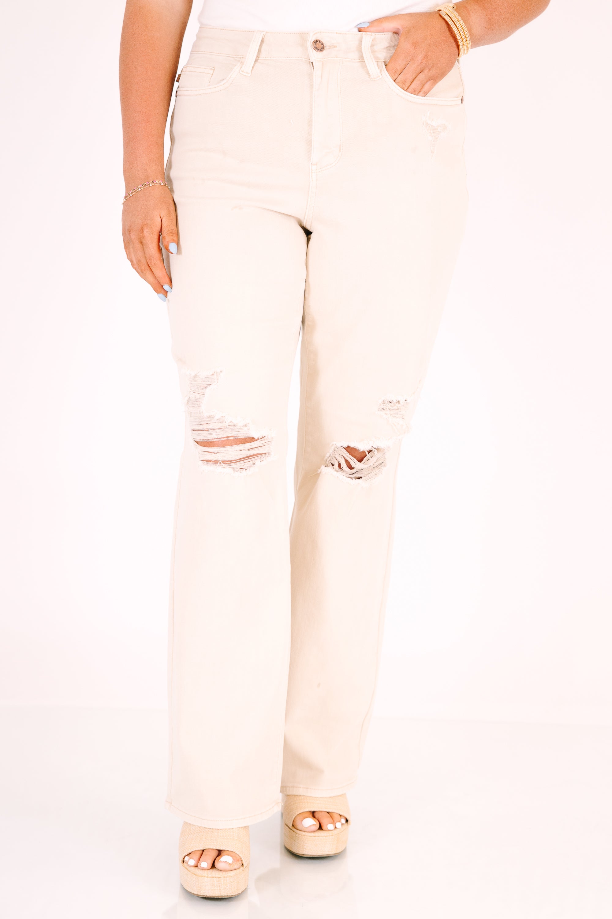 Judy Blue: Never Stressed Jeans, Bone
