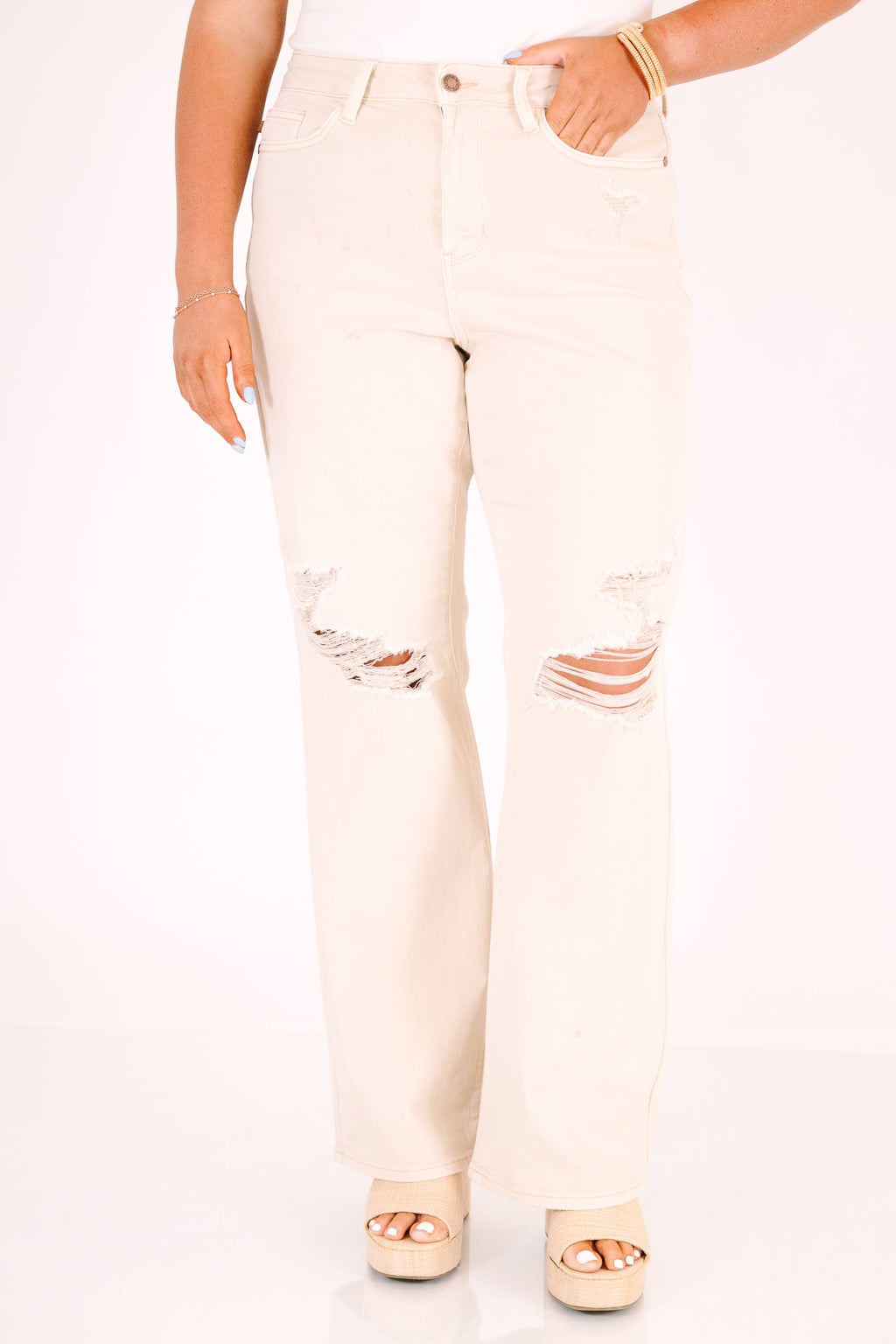 Judy Blue: Never Stressed Jeans, Bone