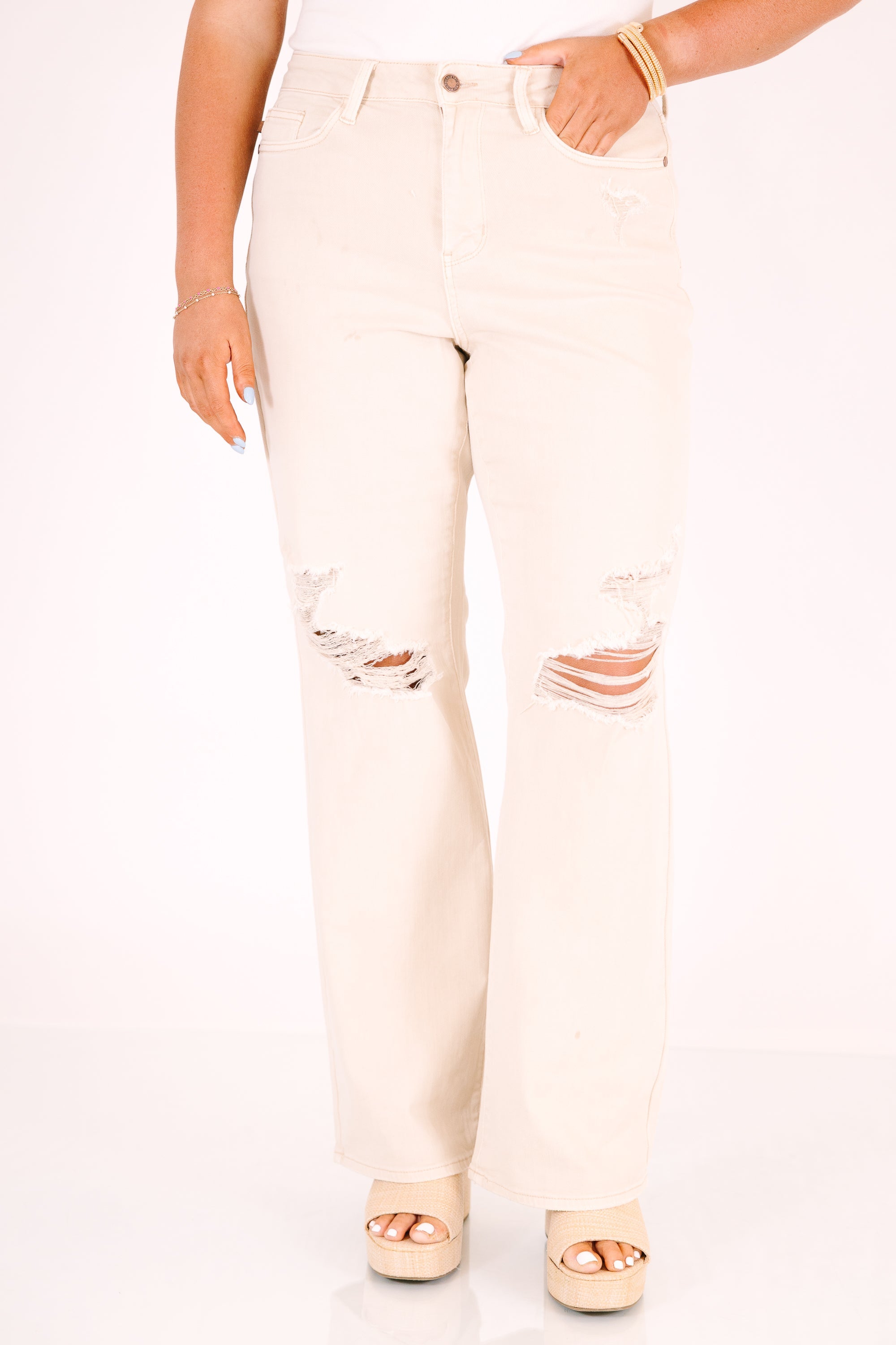 Judy Blue: Never Stressed Jeans, Bone