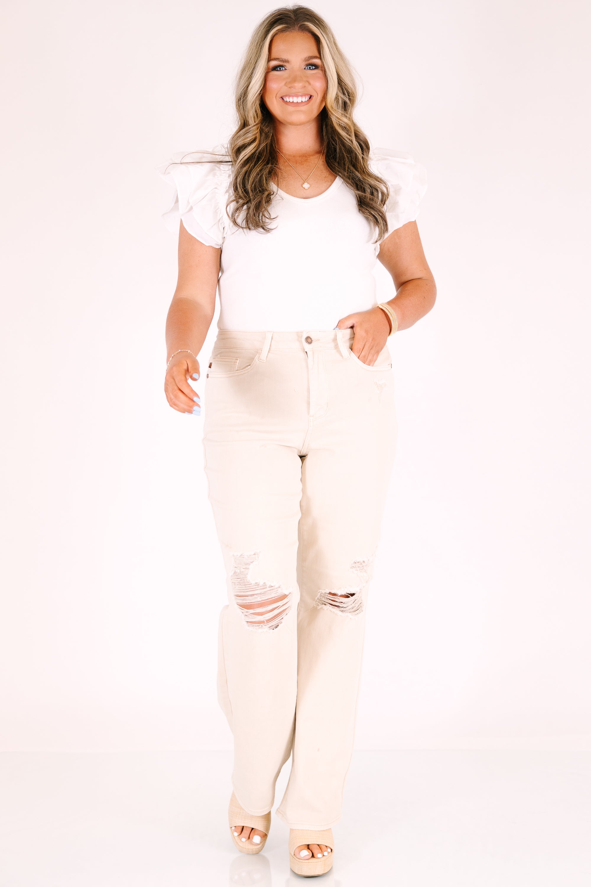Judy Blue: Never Stressed Jeans, Bone