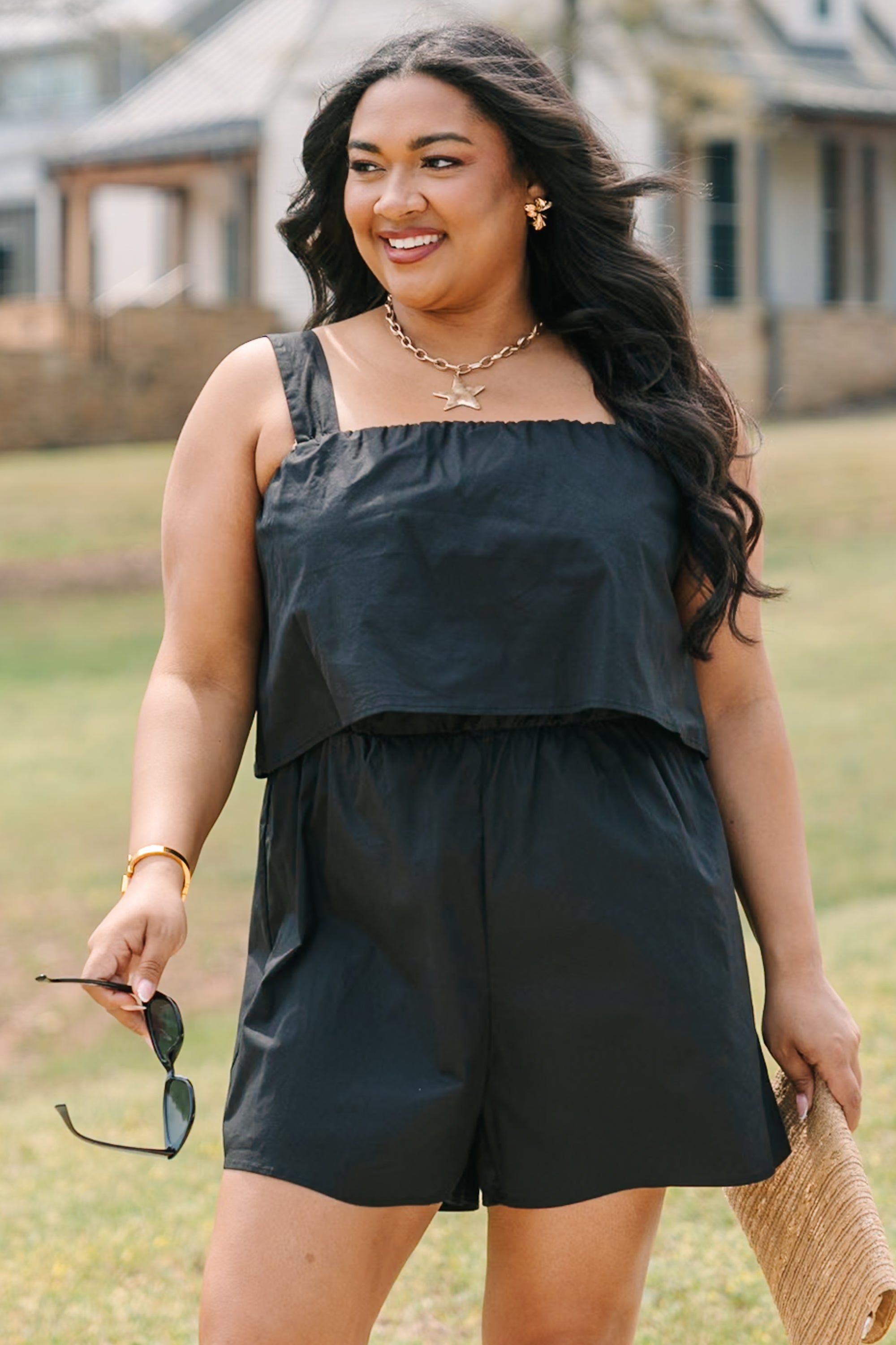 Just Like We Planned Romper, Black