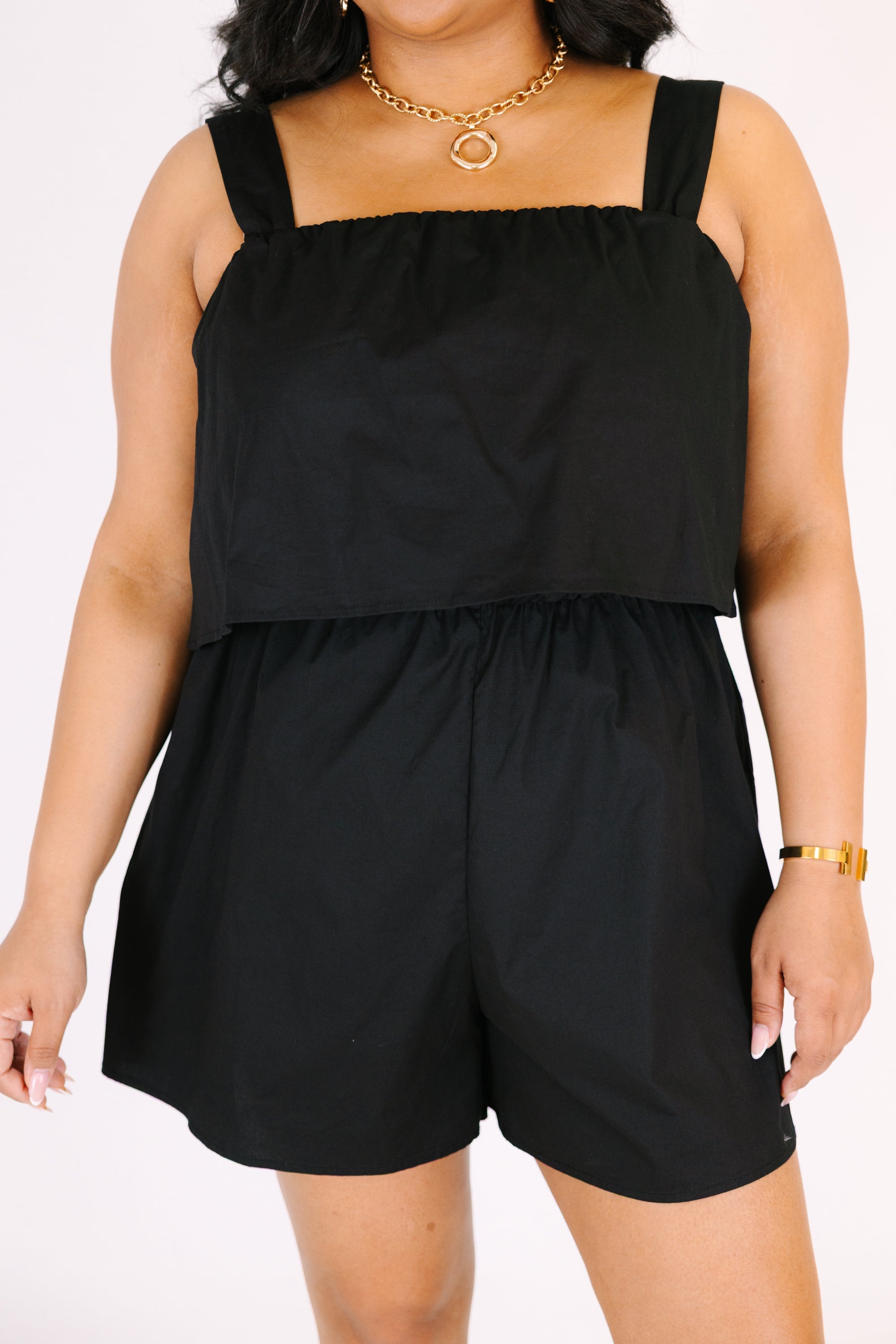 Just Like We Planned Romper, Black