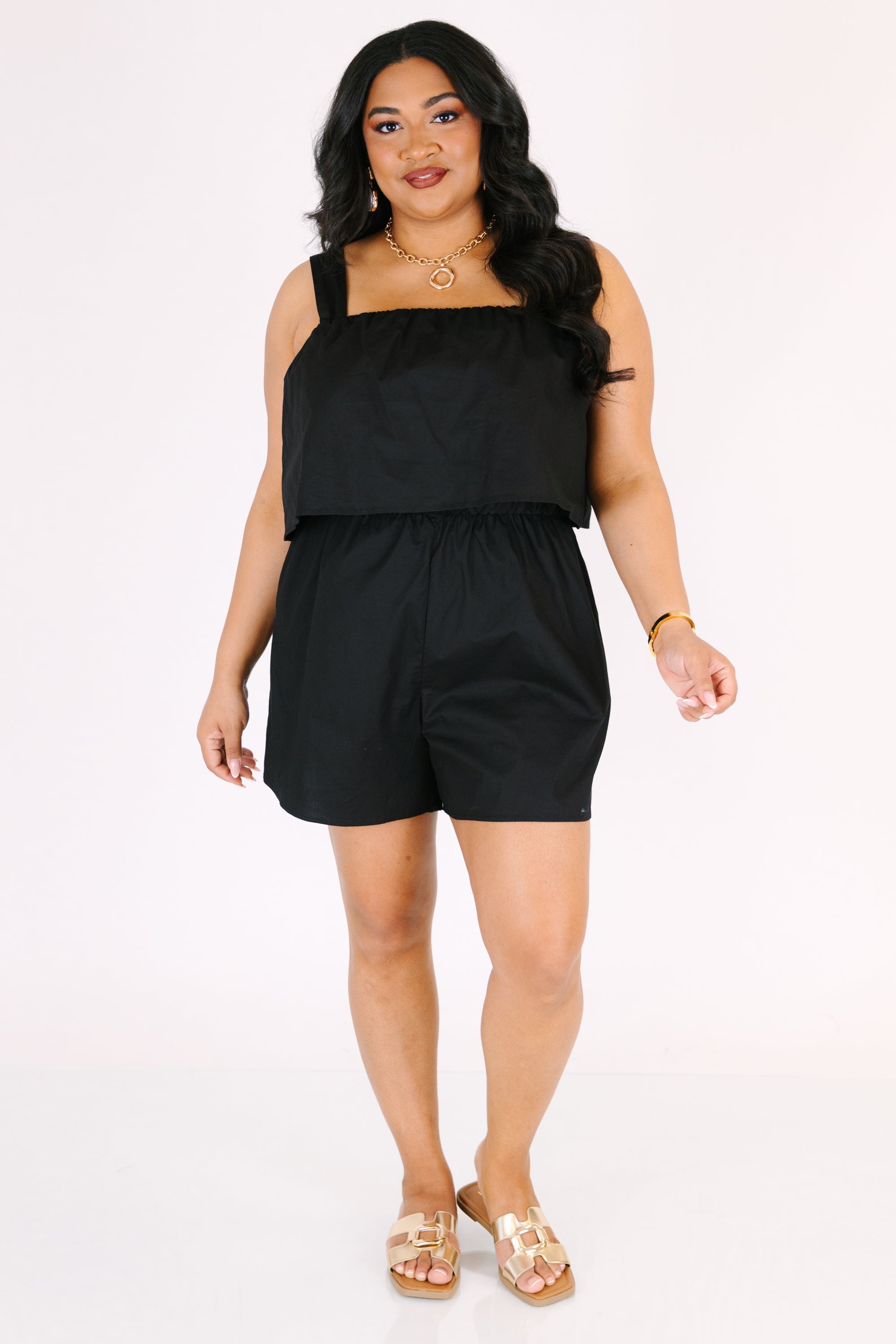 Just Like We Planned Romper, Black