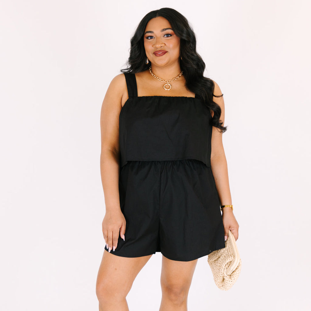 Just Like We Planned Romper, Black