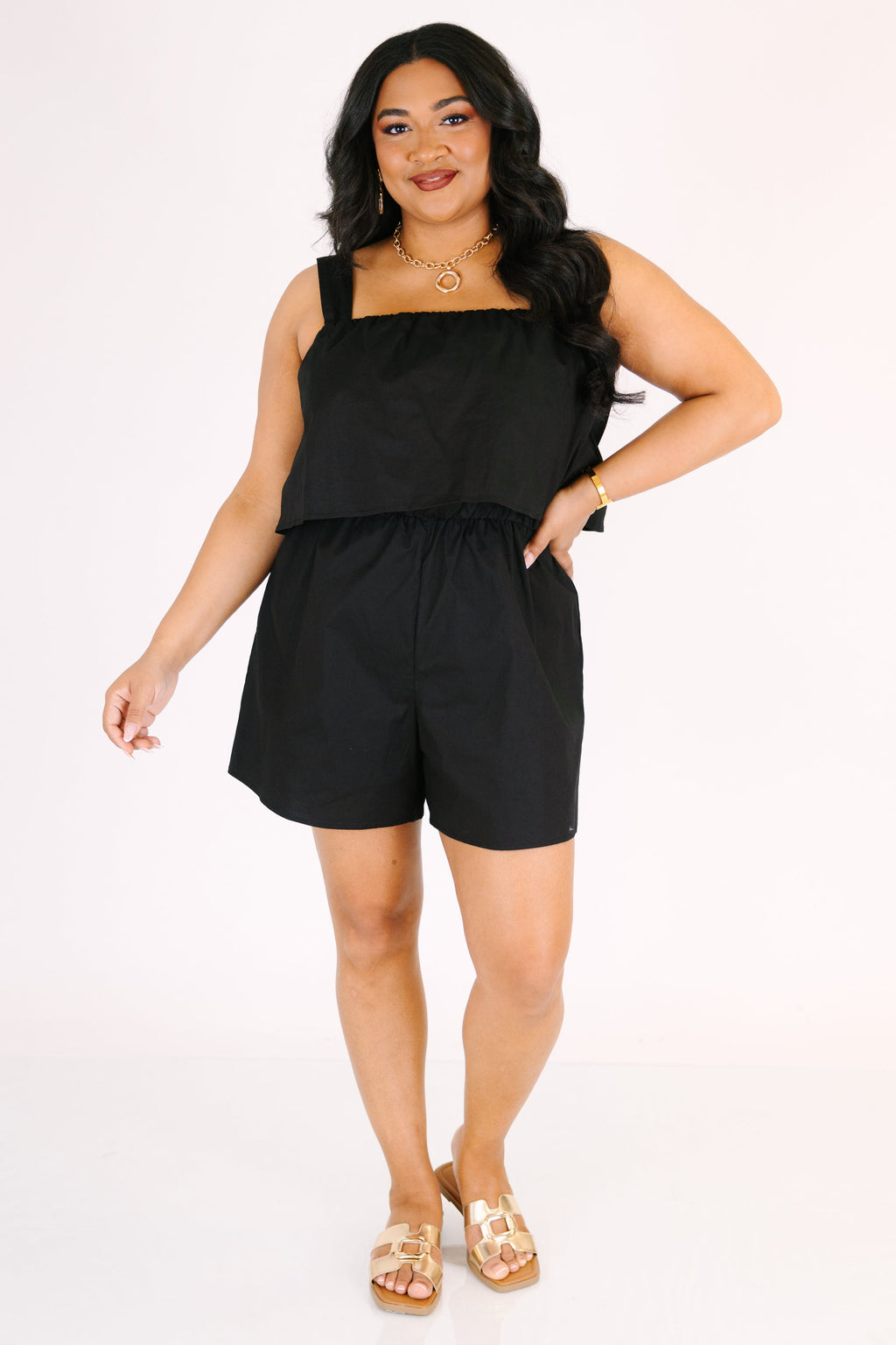 Just Like We Planned Romper, Black
