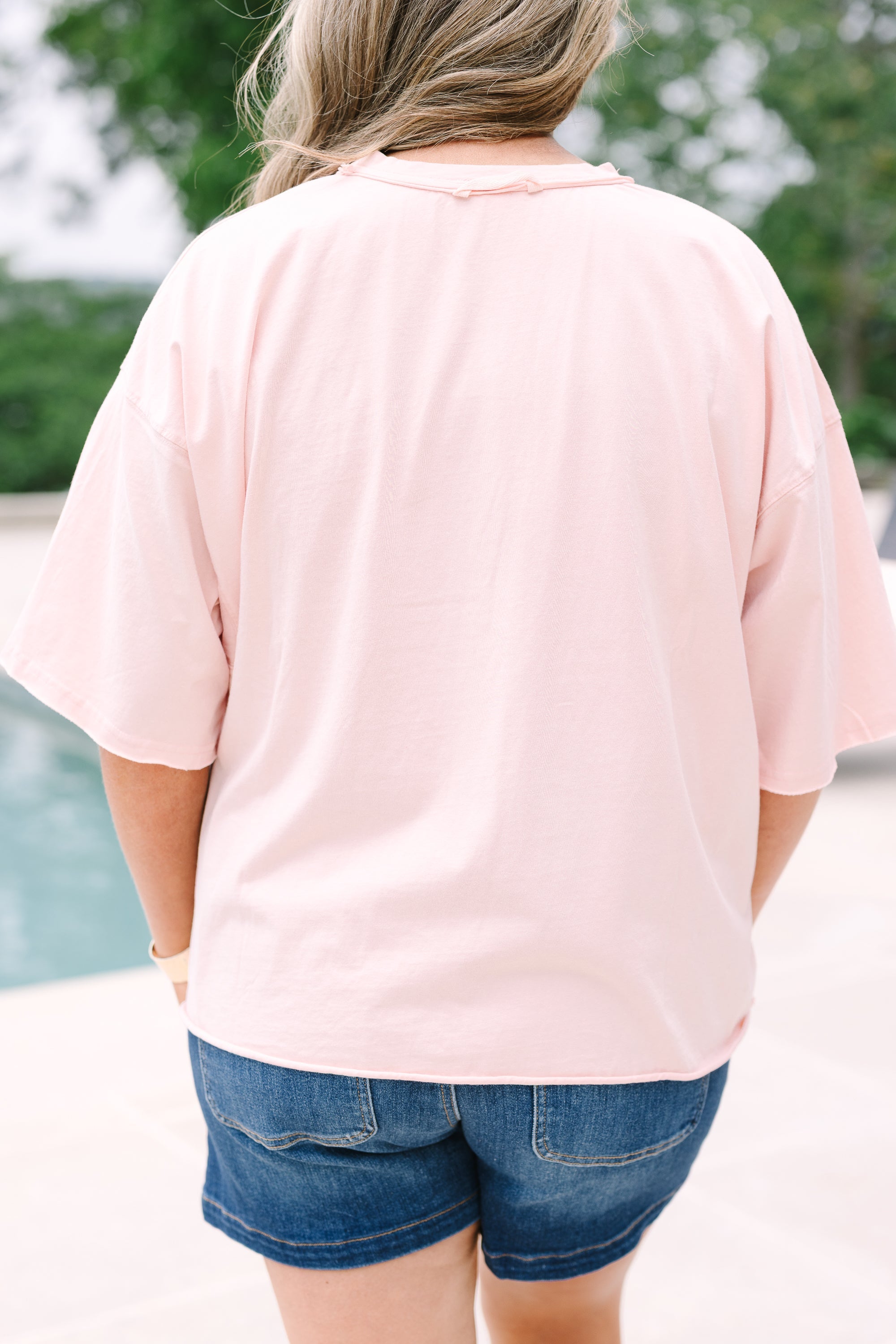 Keepin' It Easy Vintage Wash Tee, Blush Pink