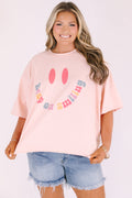 Keep On Smiling Vintage Wash Tee, Blush Pink