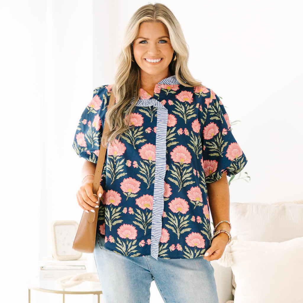 Kept Promises Top, Navy