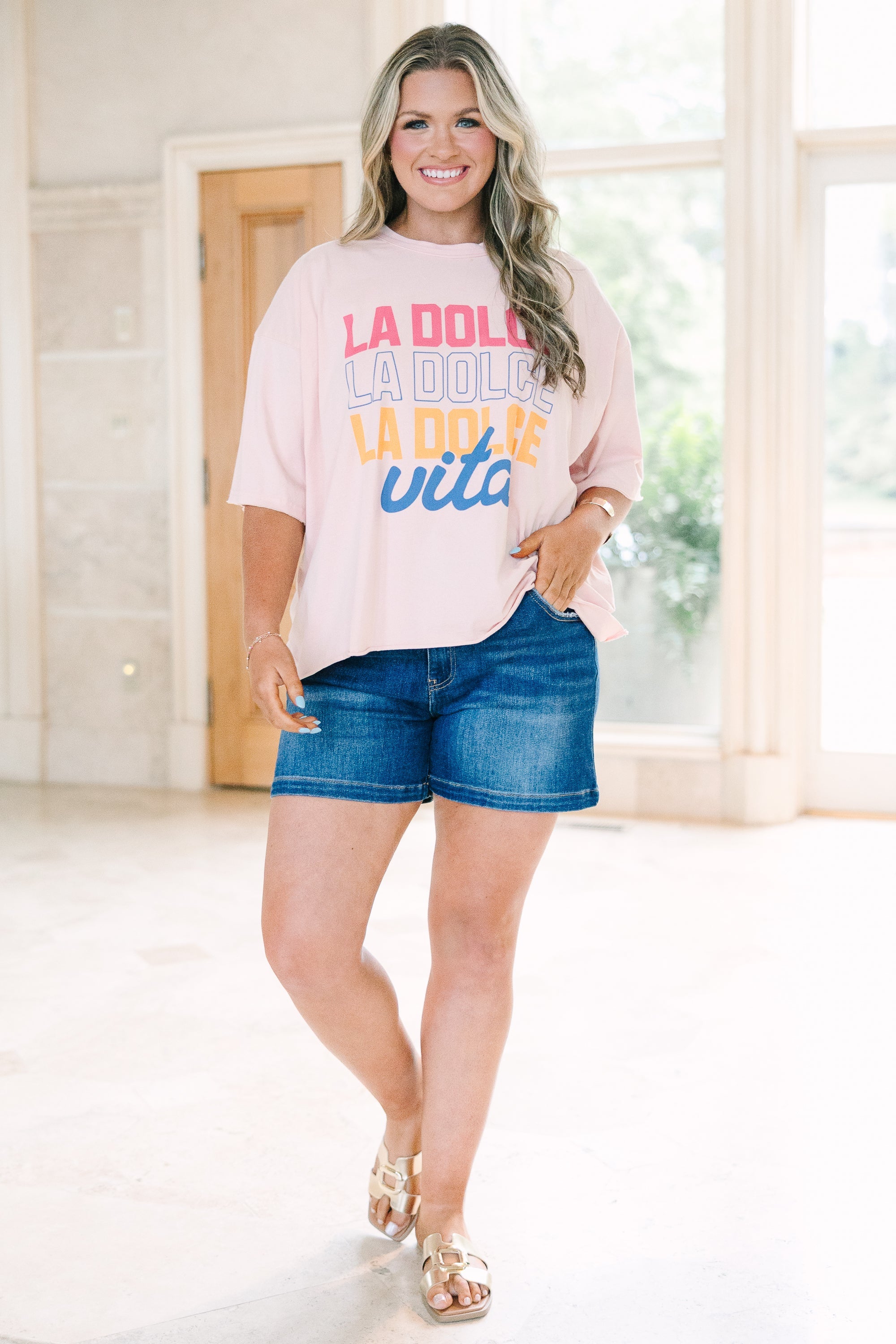 La Dolce Vita Baby Vintage Wash Tee, Blush Pink