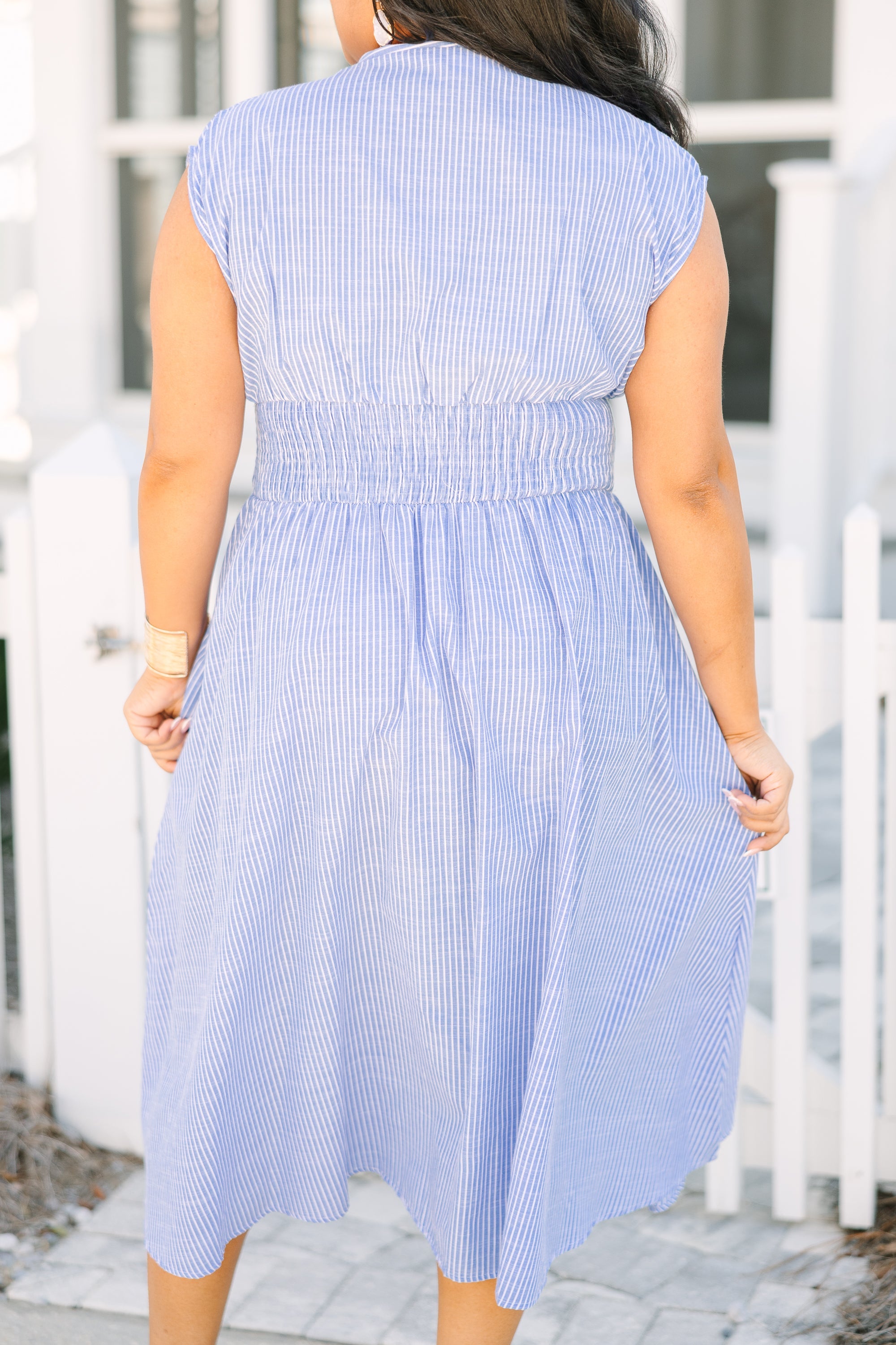 Late Night Skies Dress, Blue Stripe