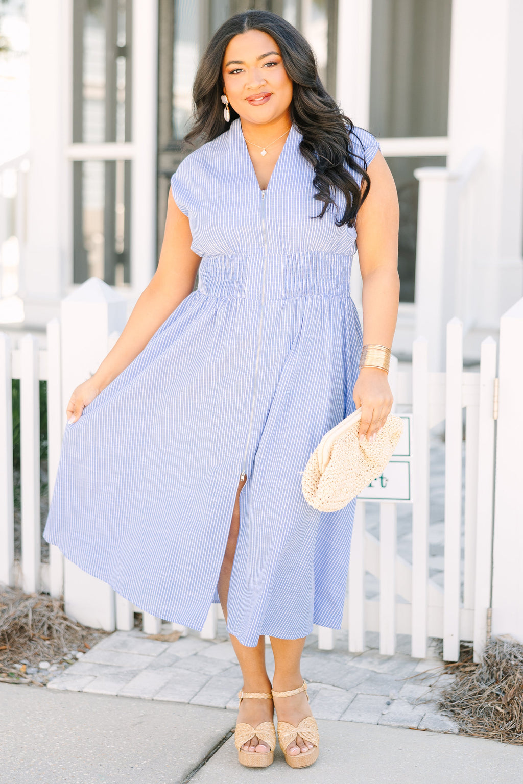 Late Night Skies Dress, Blue Stripe