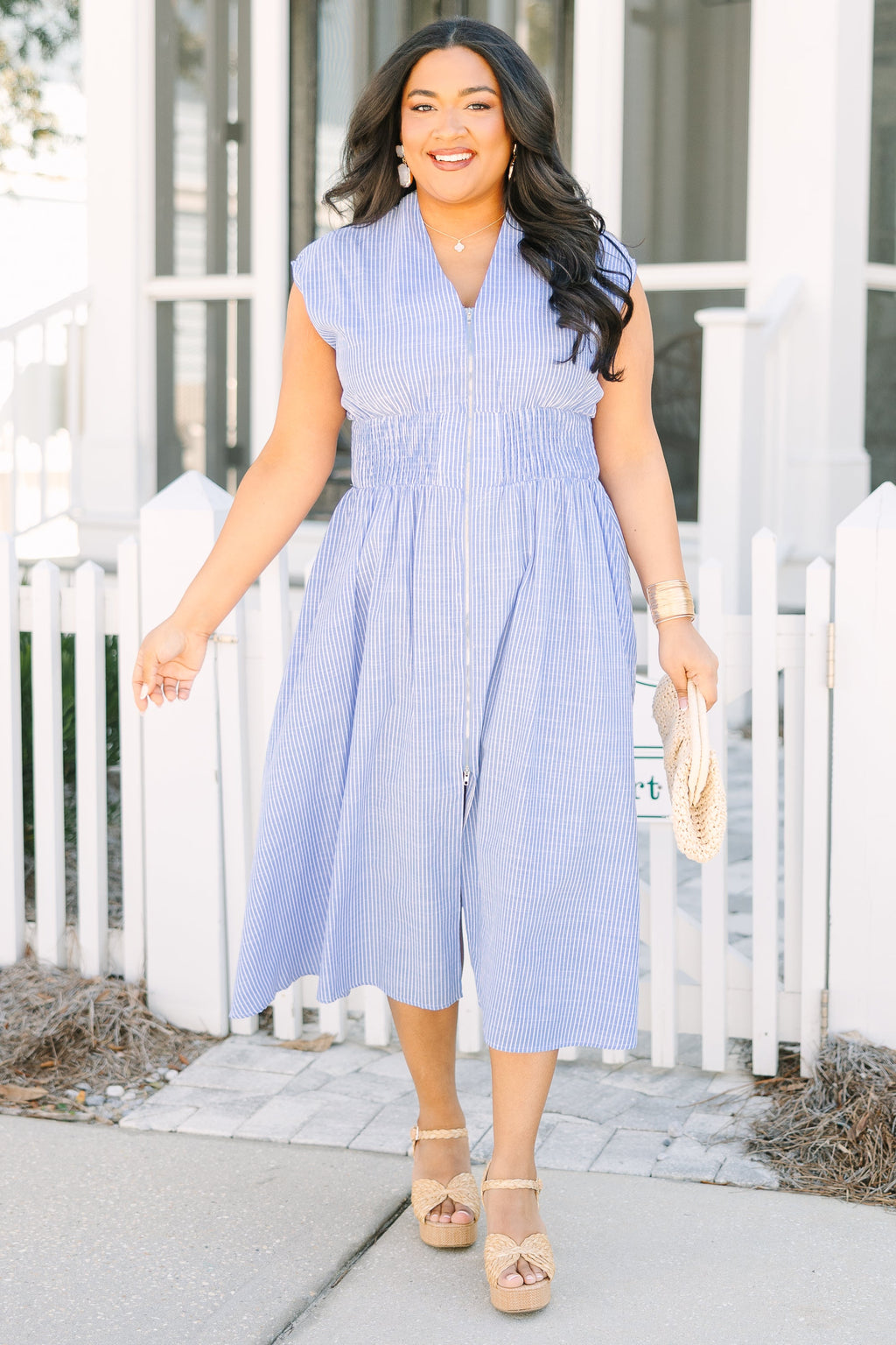 Late Night Skies Dress, Blue Stripe