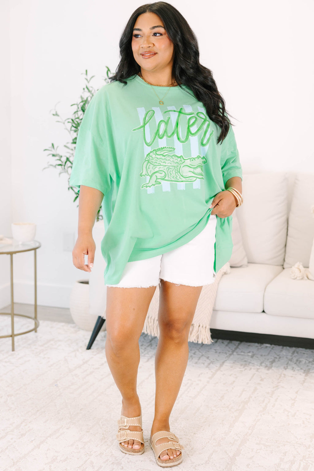 Later Gator Boyfriend Tee, Green Mint