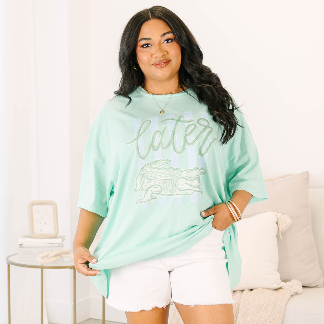 Later Gator Boyfriend Tee, Green Mint