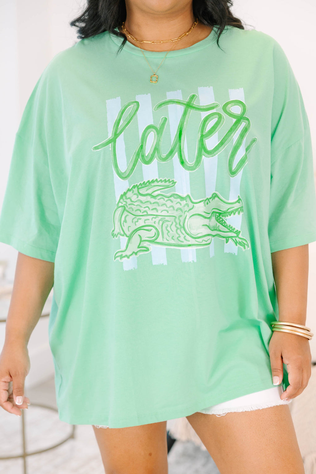 Later Gator Boyfriend Tee, Green Mint
