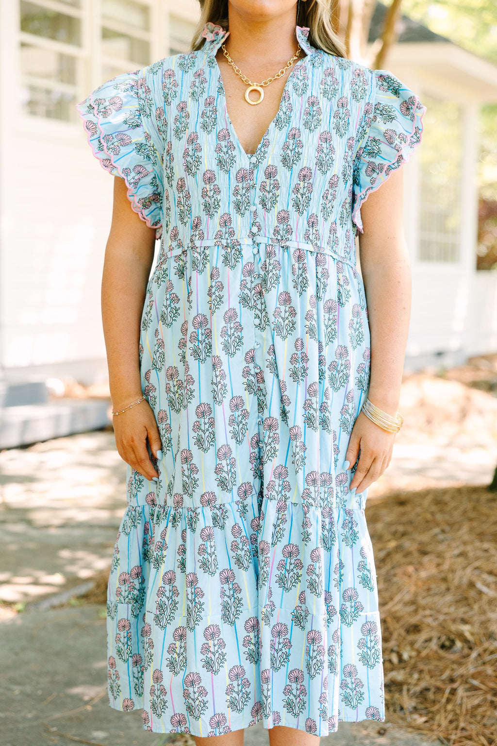 Learning To Grow Dress, Blue Floral
