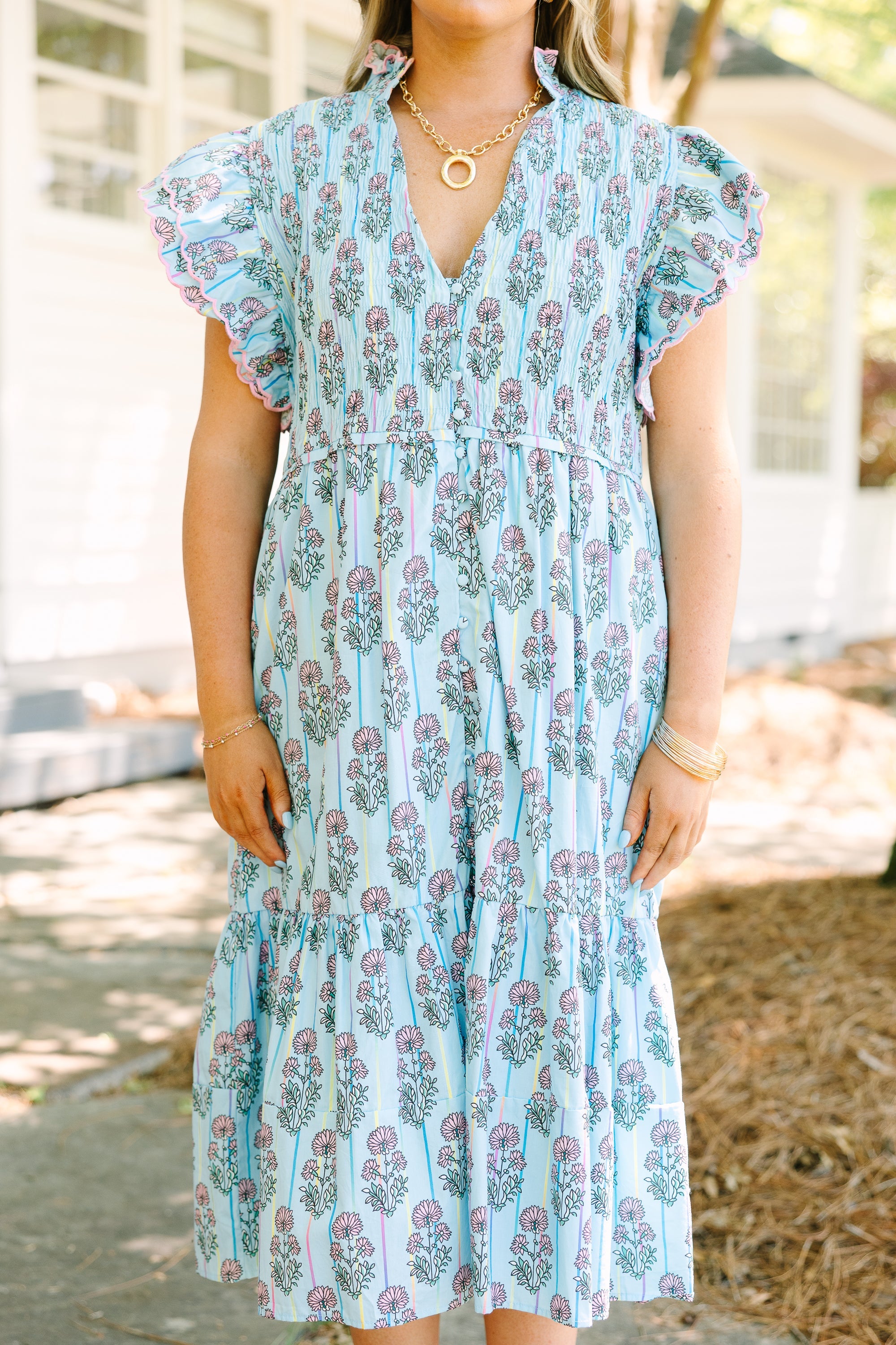 Learning To Grow Dress, Blue Floral
