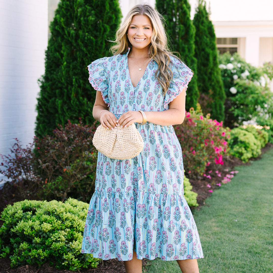 Learning To Grow Dress, Blue Floral