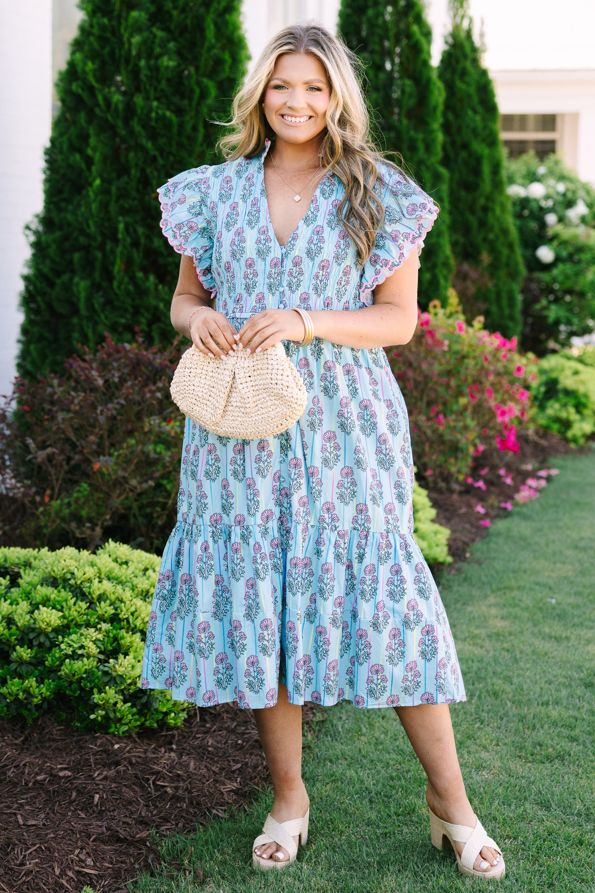 Learning To Grow Dress, Blue Floral