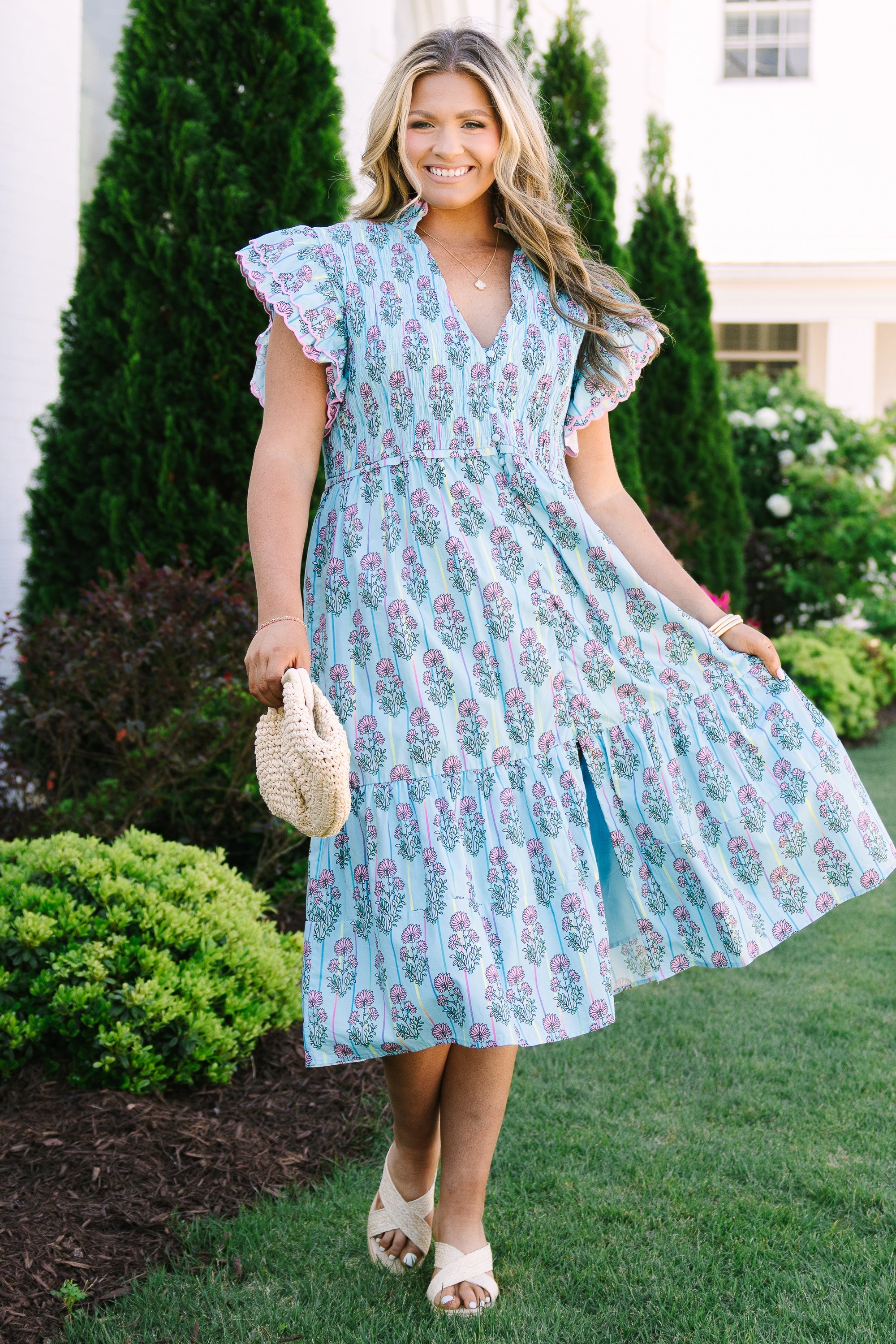 Learning To Grow Dress, Blue Floral